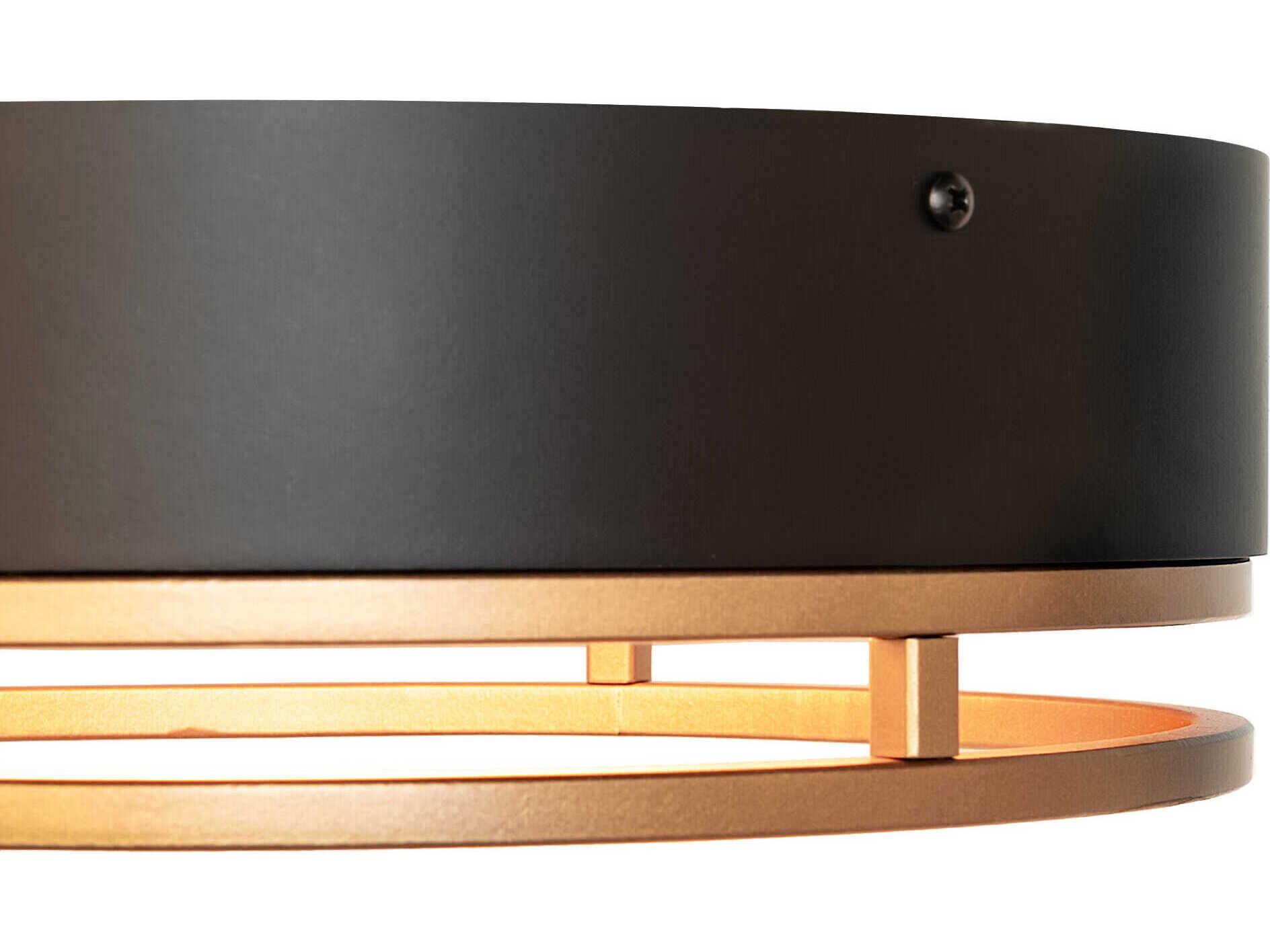 Meyda Cilindro 1-Light Matte Black Gold Metallic Round Flush Mount