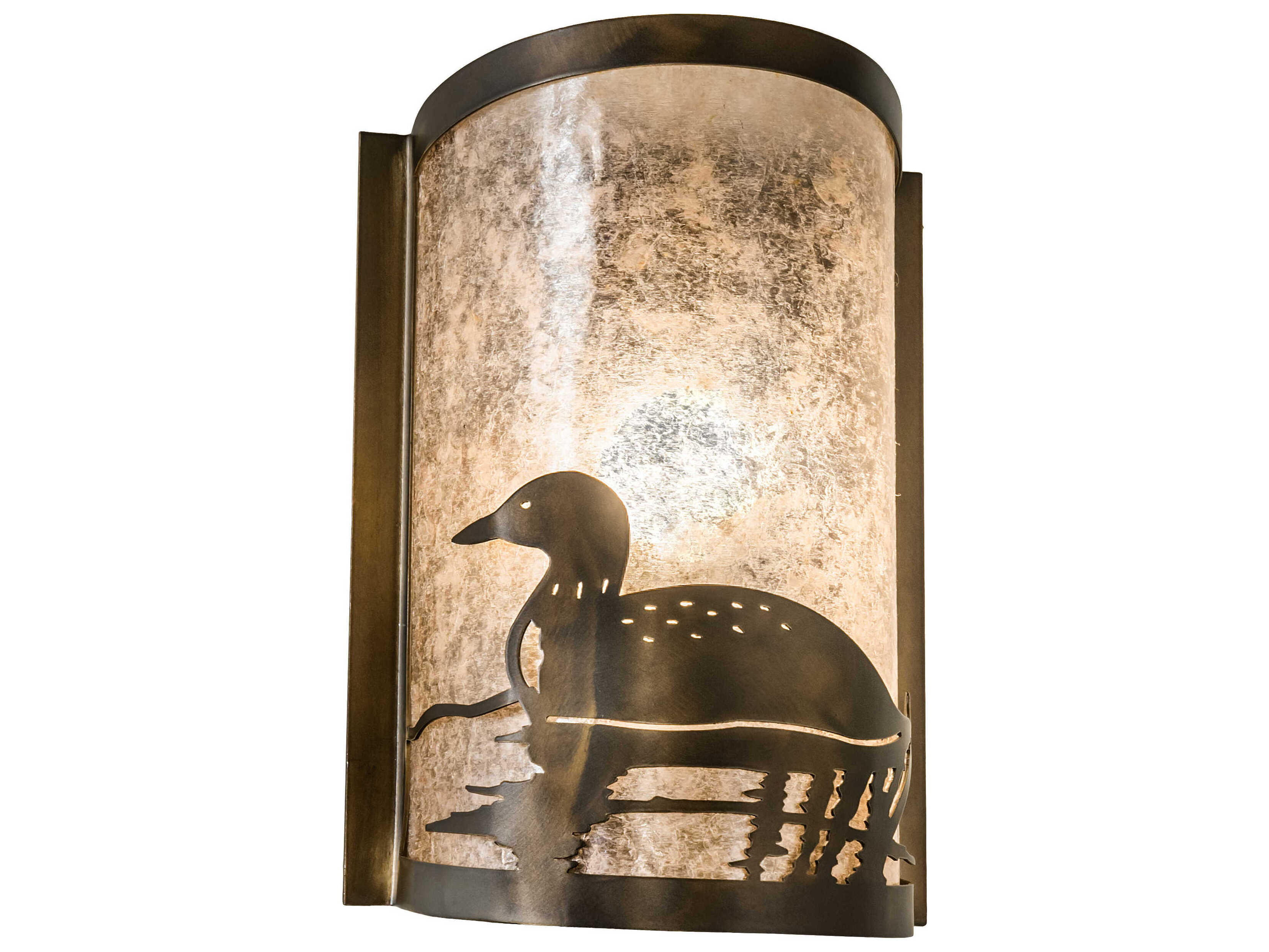 Meyda Loon 1-Light Antique Copper Silver Glass Wall Sconce