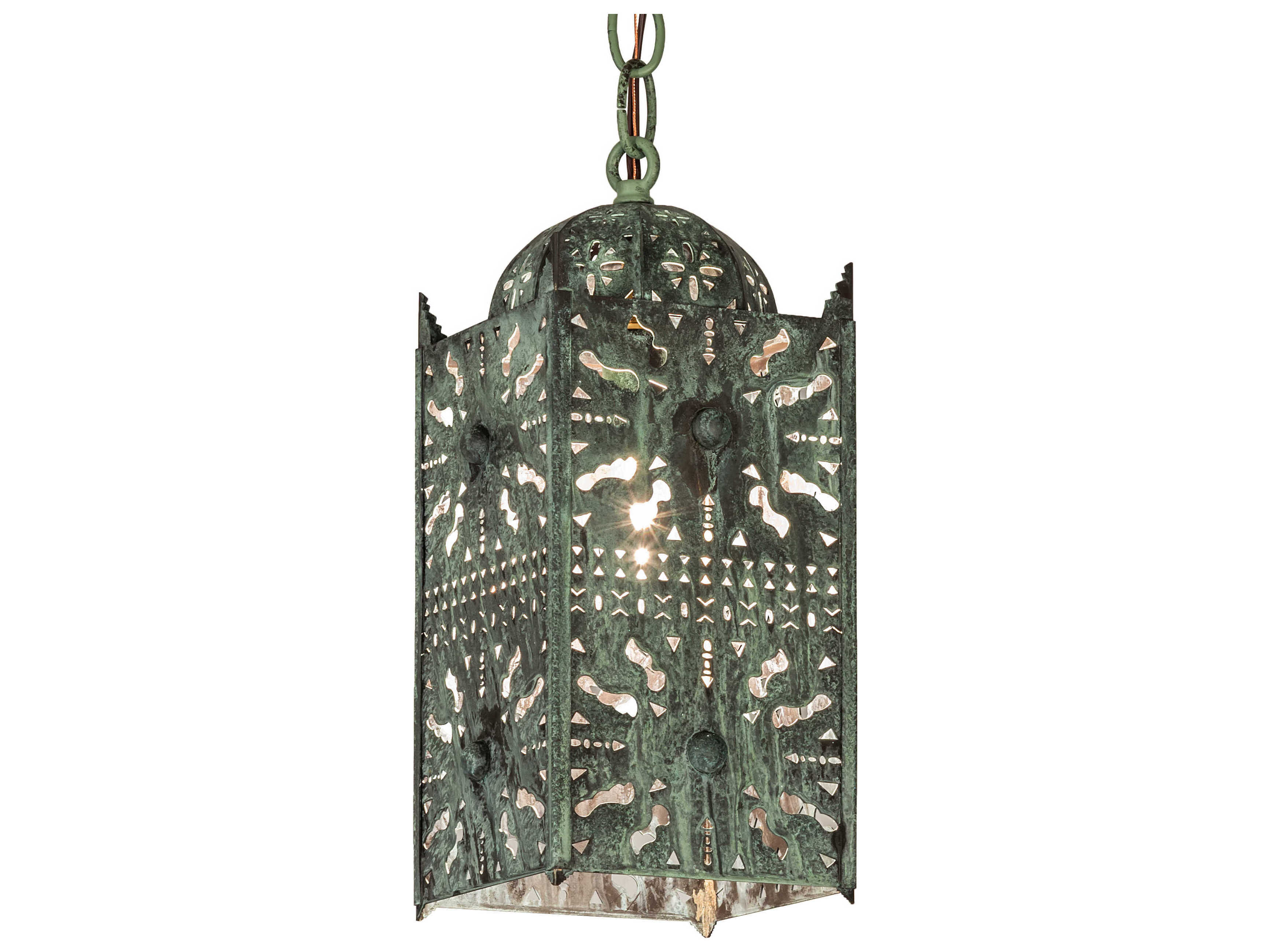 Meyda Moroccan 1-Light Verdigris Green Lantern Mini Pendant