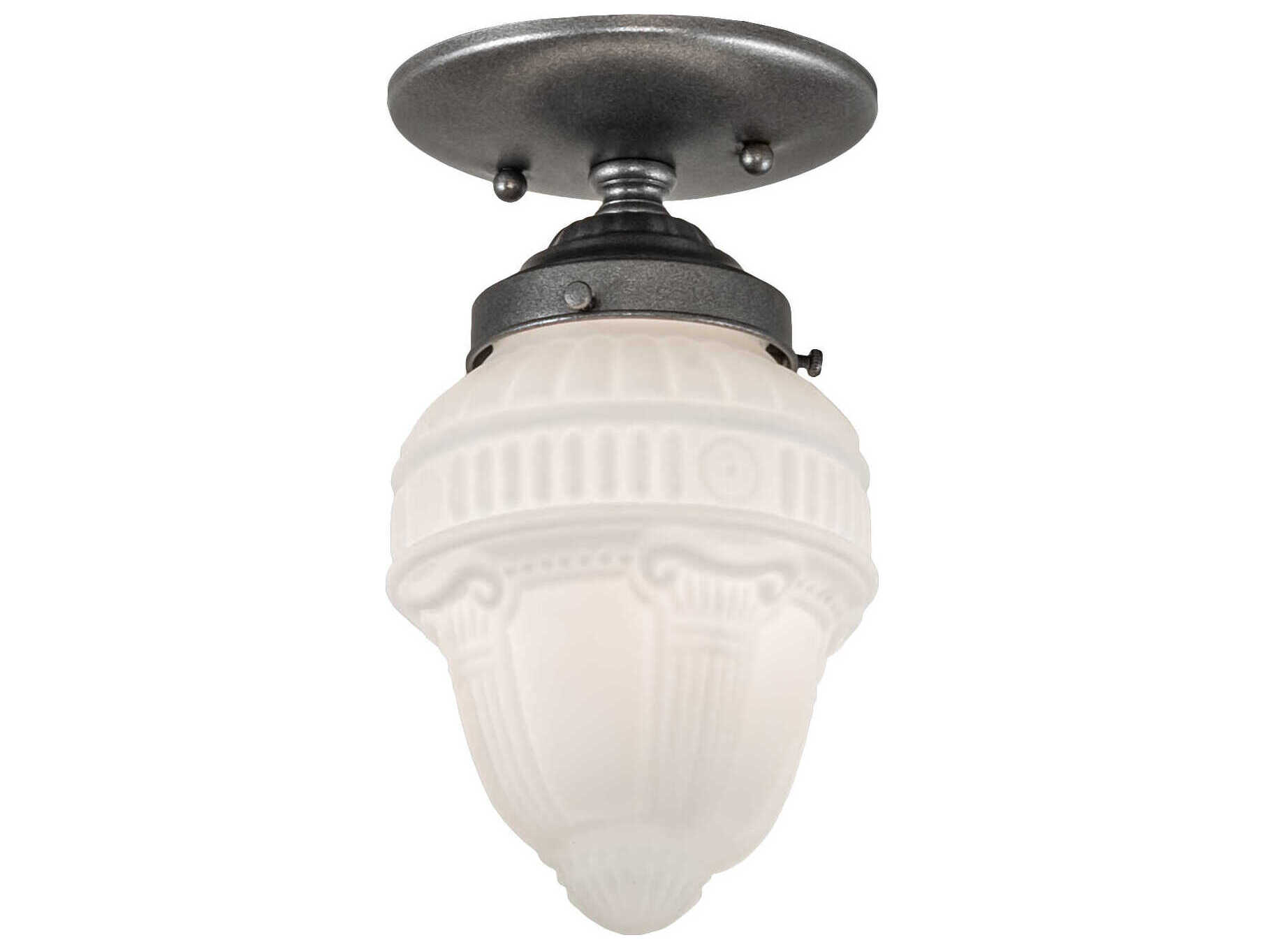 Meyda Colonnade 1-Light Pewter Glass Semi Flush Mount
