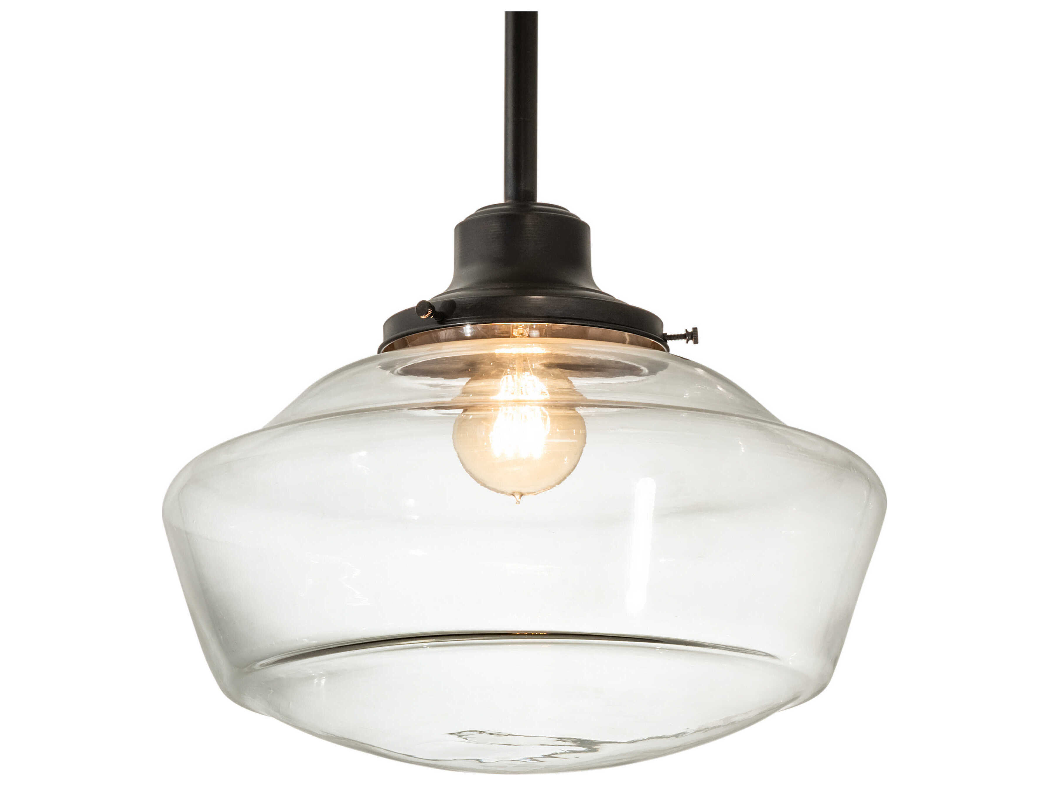 Meyda Revival Schoolhouse 1-Light Craftsman Brown Glass Pendant