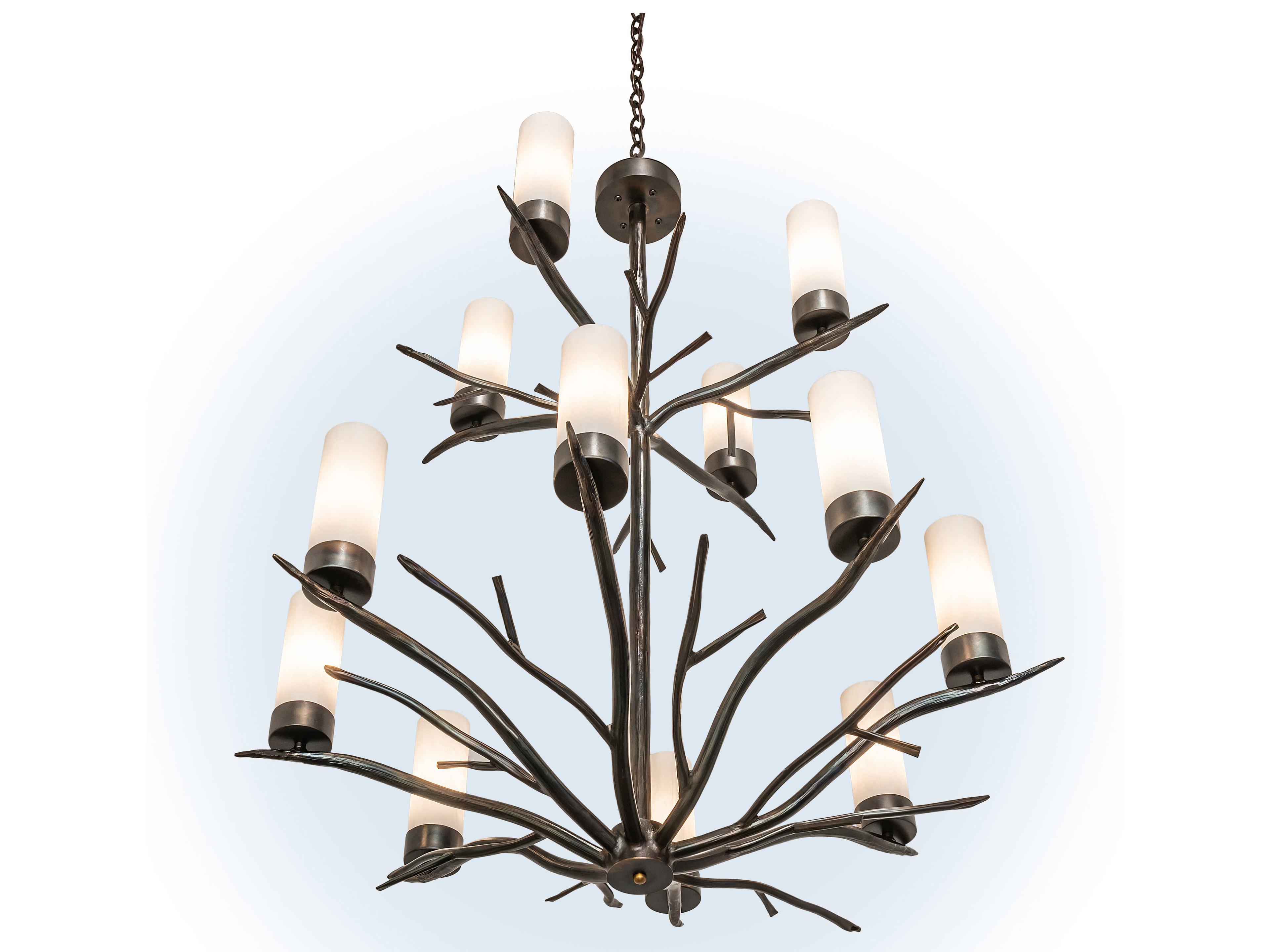 Meyda Winter Solstice 12-Light Steel LED Candelabra Cylinder Tiered Chandelier