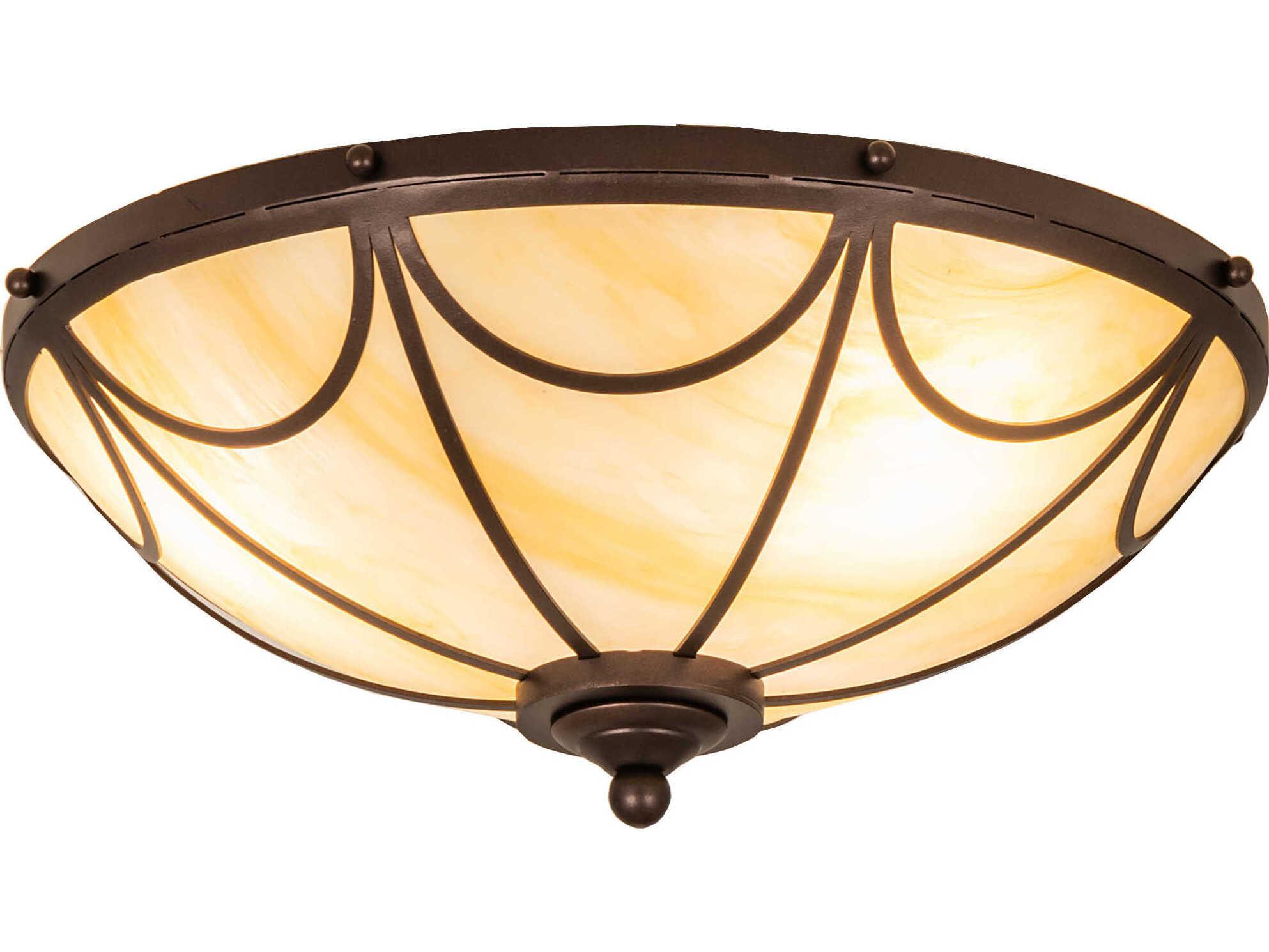 Meyda Carousel 3-Light Mahogany Bronze Bowl Flush Mount