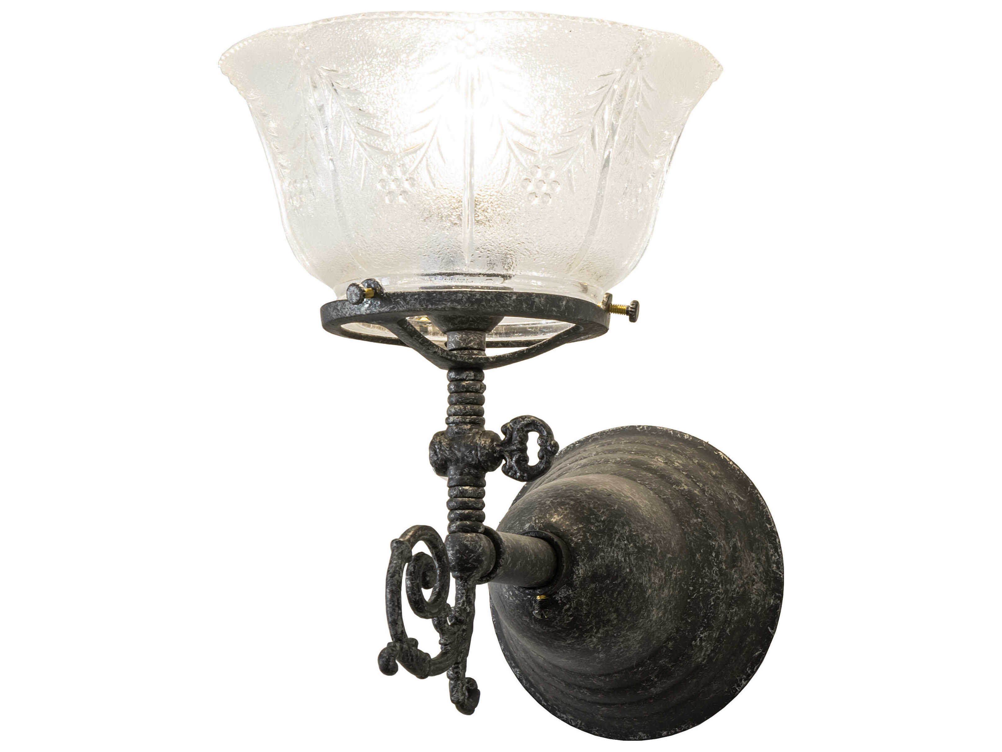 Meyda Revival Gas And Electric 1-Light Pewter Antique Clear Glass Wall Sconce