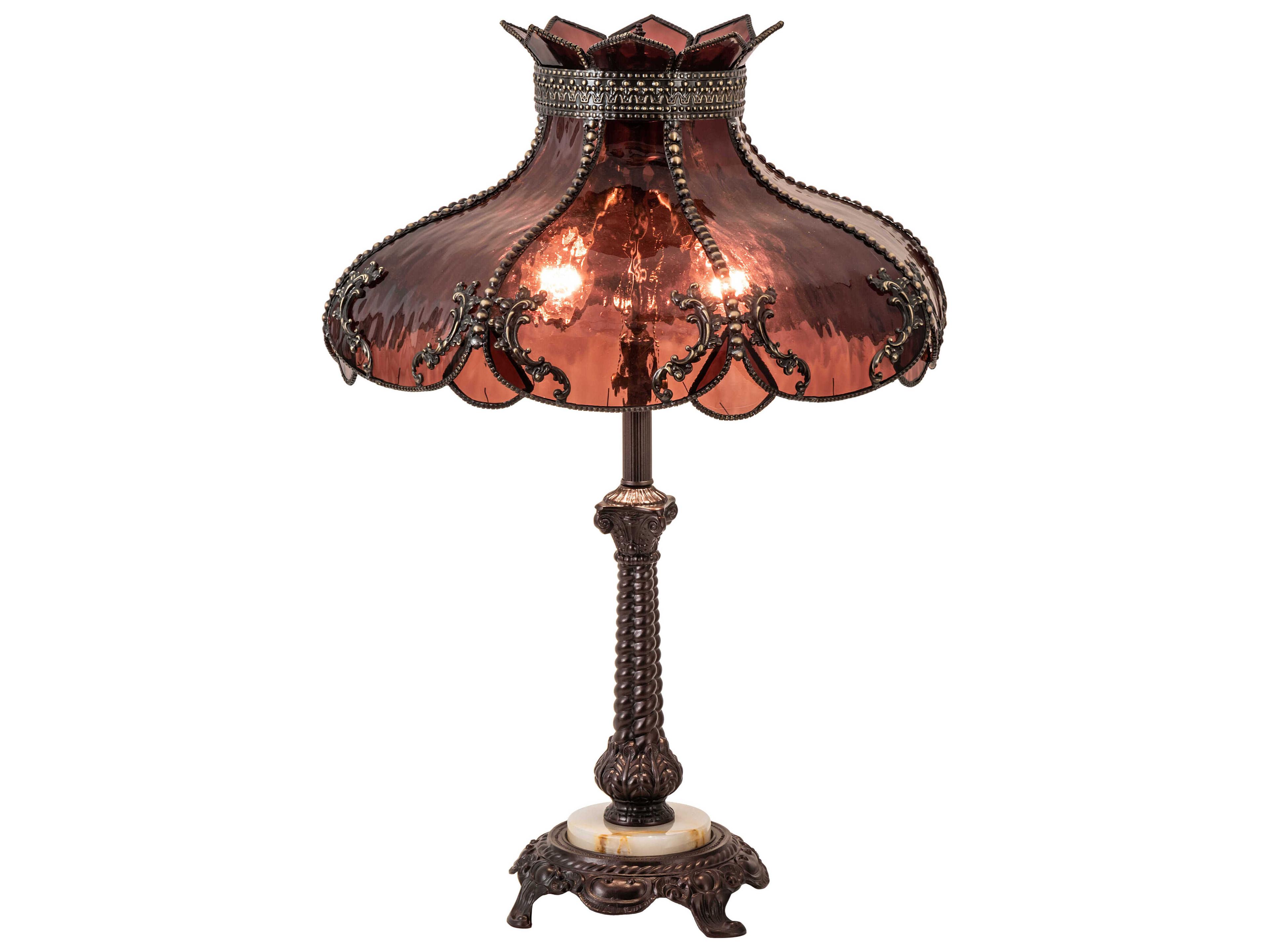 Meyda Elizabeth Craftsman Brown Glass Buffet Lamp