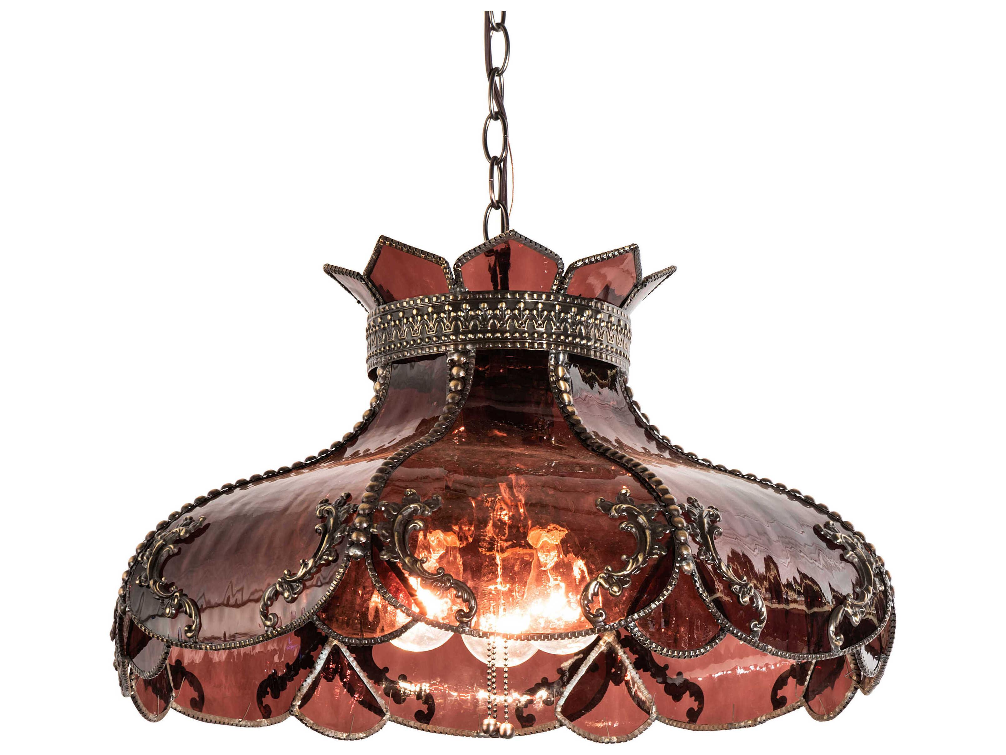 Meyda Elizabeth 2-Light Craftsman Brown Glass Pendant