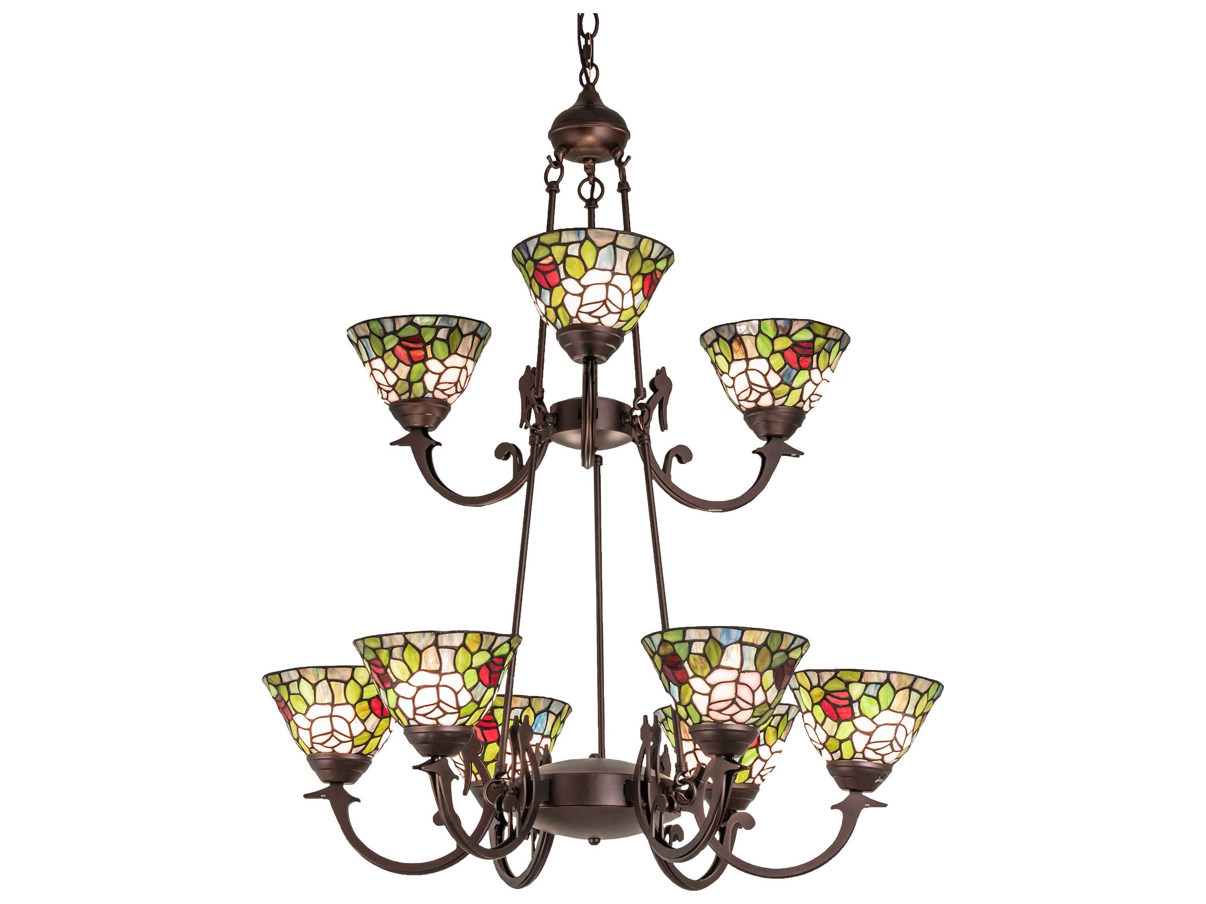 Meyda Tiffany Roman 9-Light Steel Glass Bowl Tiered Chandelier