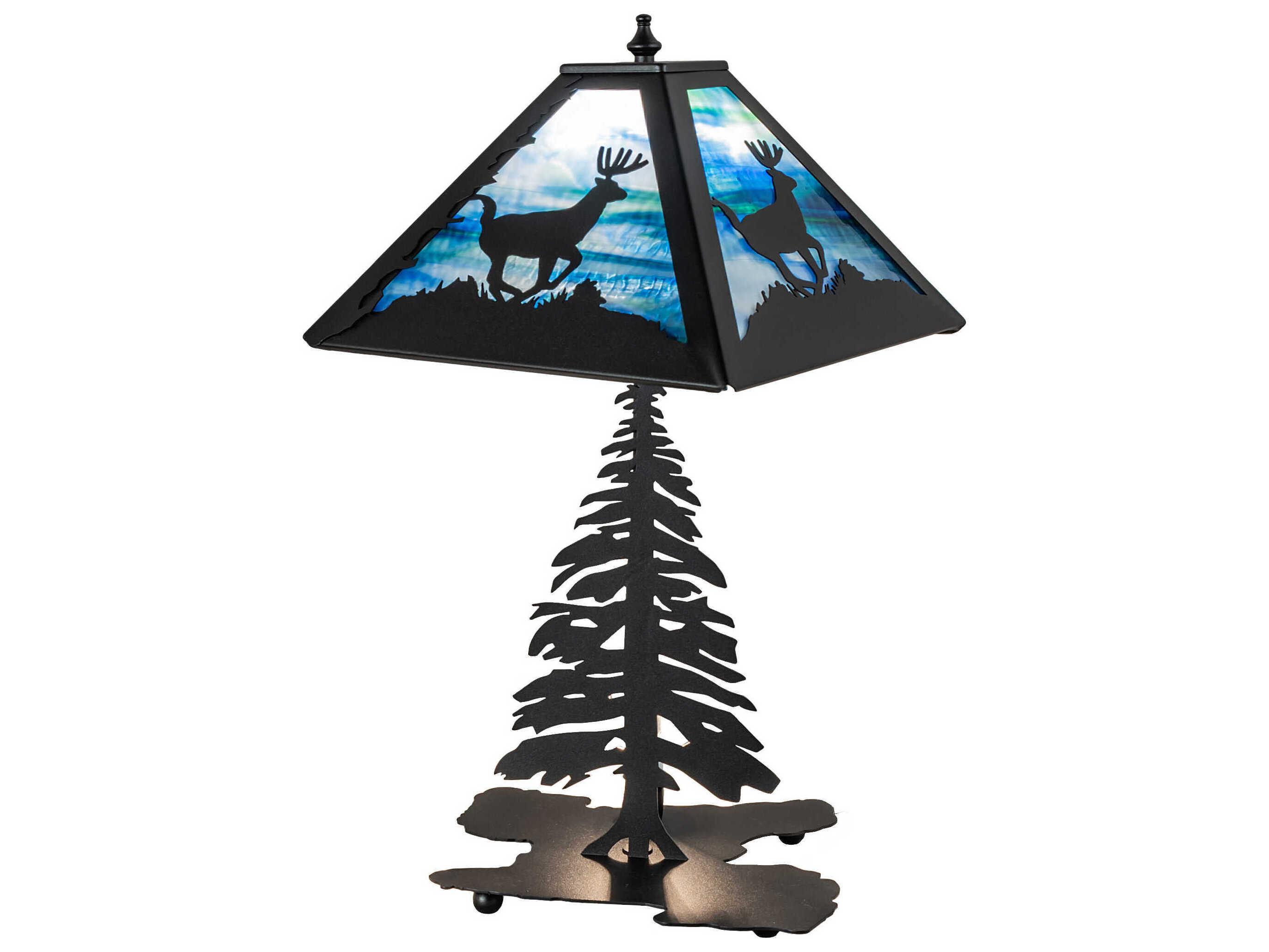 Meyda Lone Deer Black Glass Table Lamp