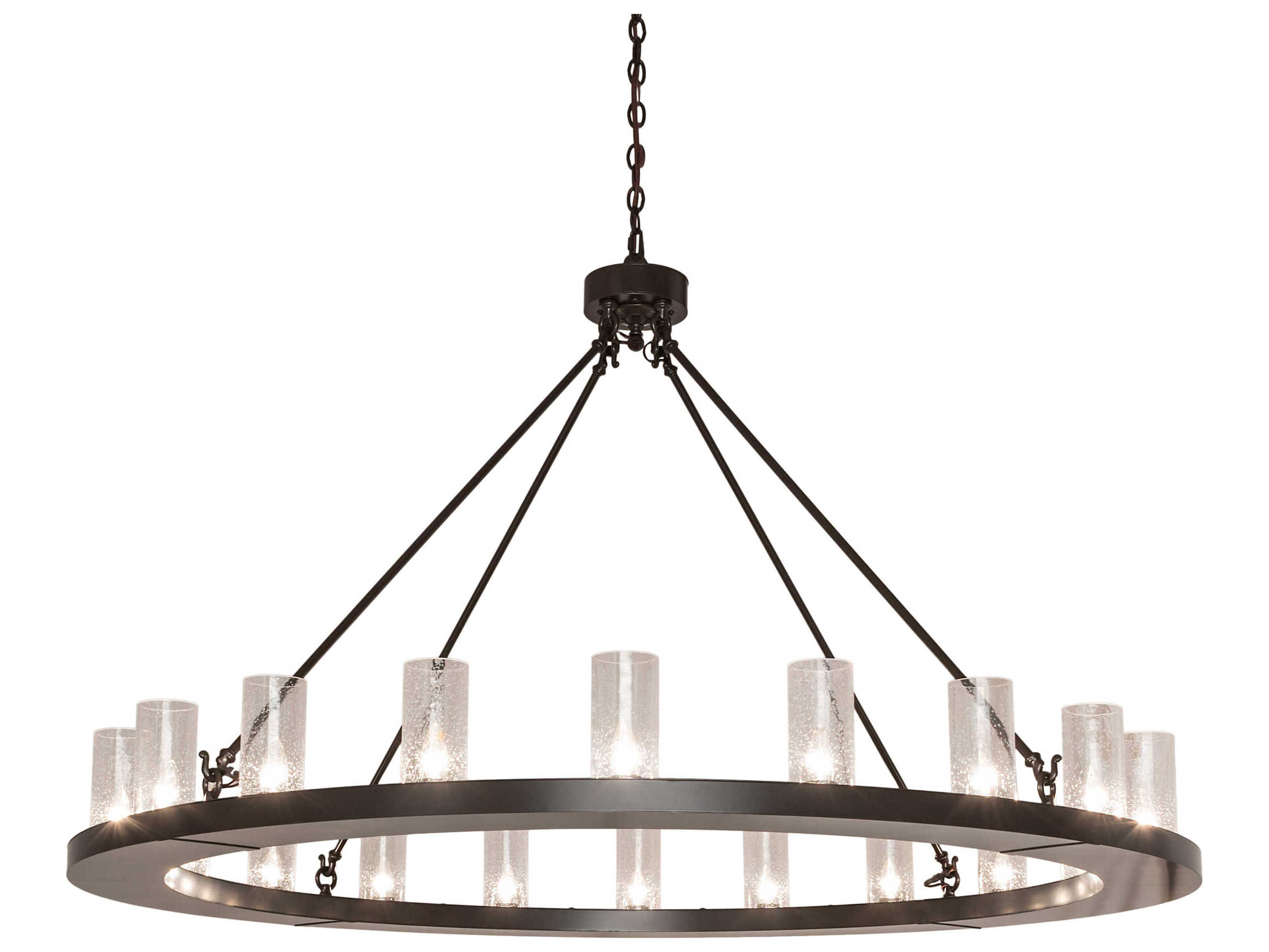 Meyda Loxley 20-Light Timeless Bronze Glass Cylinder Chandelier