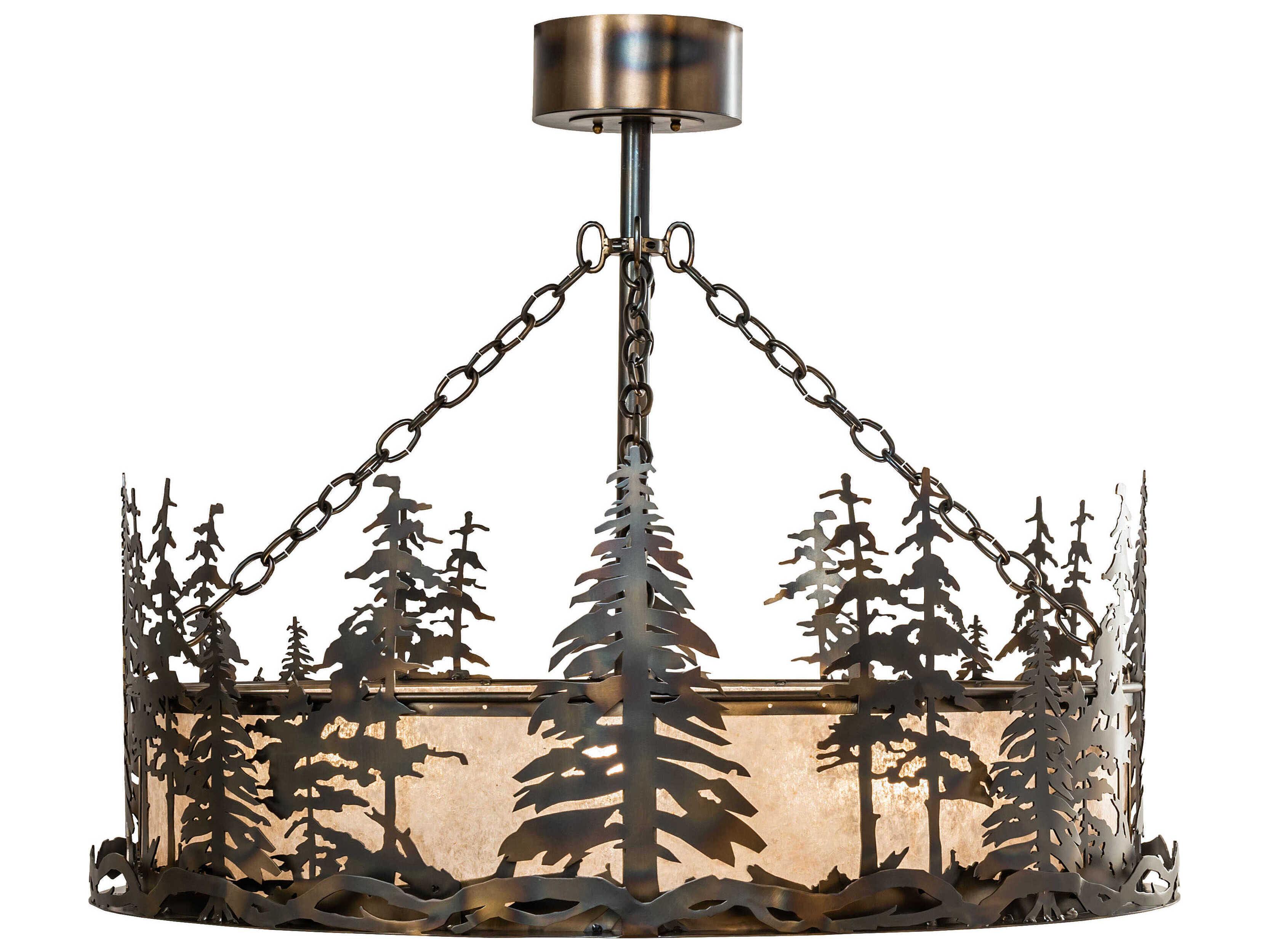 Meyda Tall Pines 4-Light Steel Glass Round Pendant