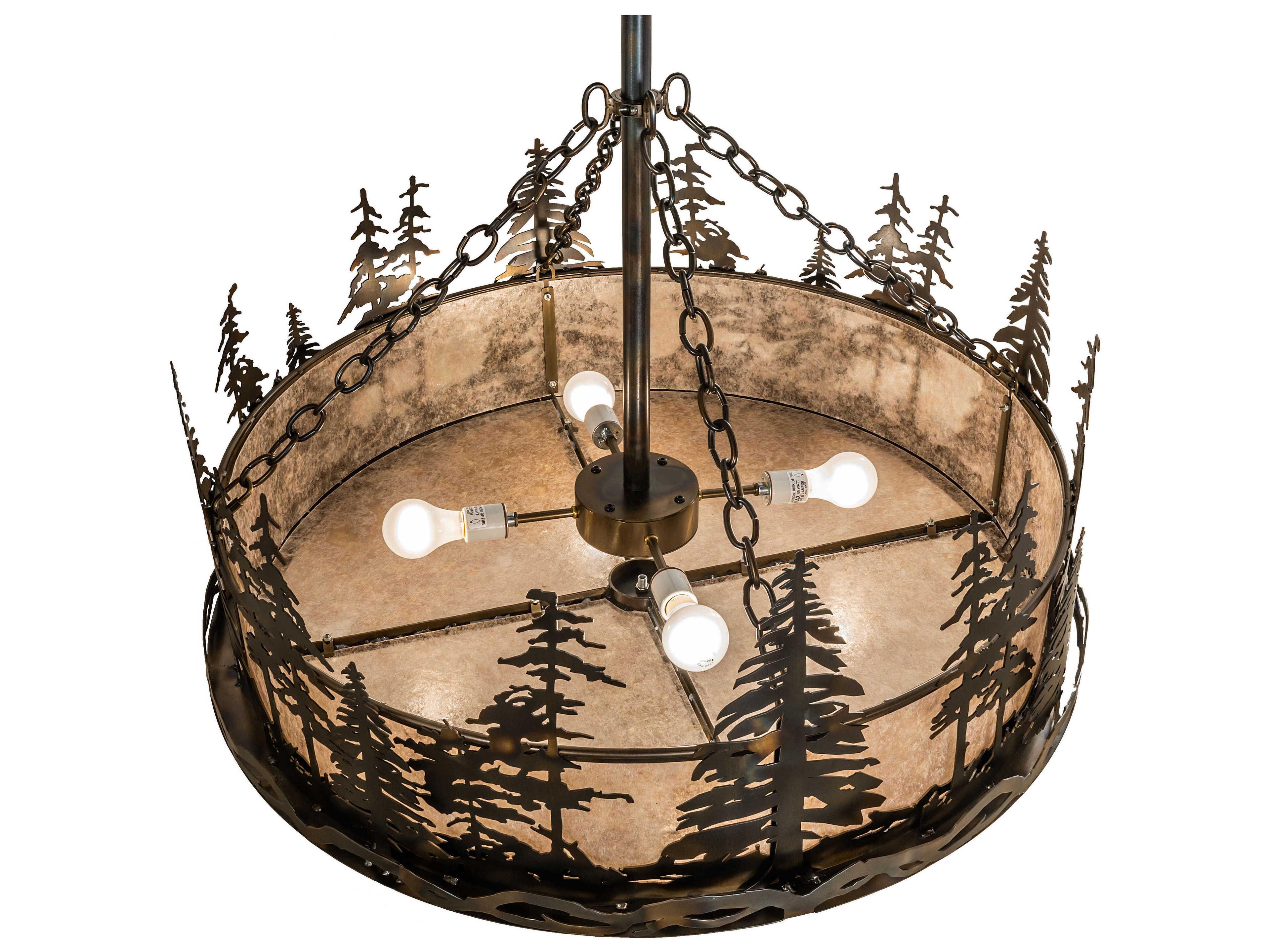 Meyda Tall Pines 4-Light Steel Glass Round Pendant