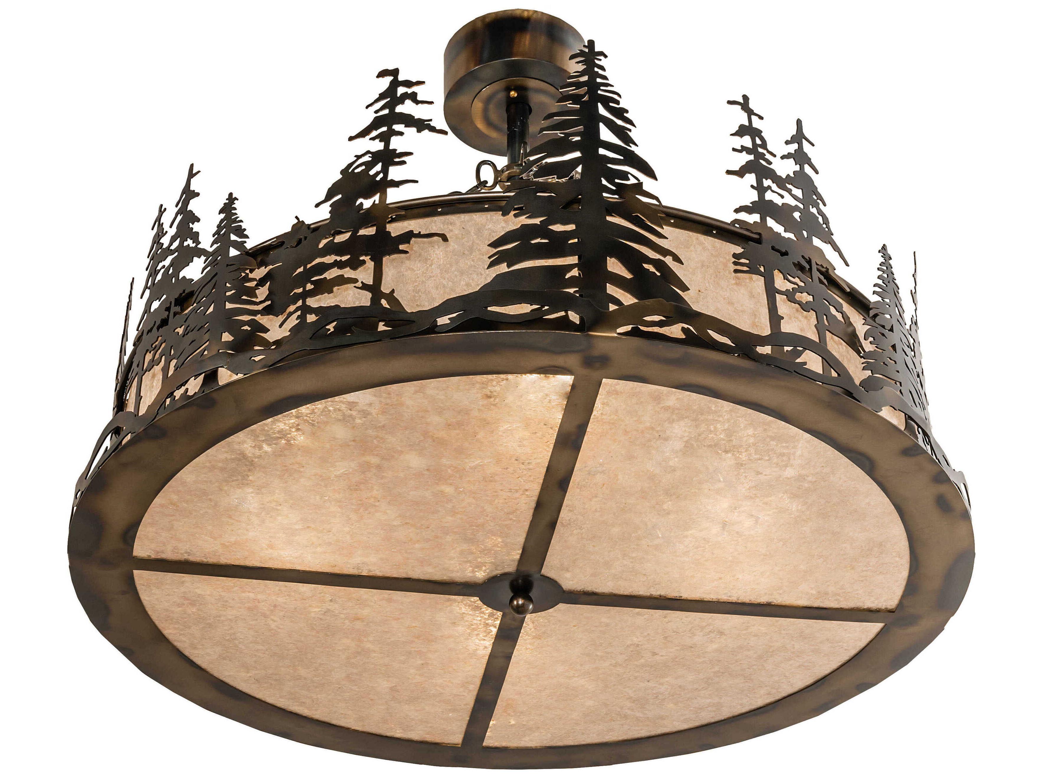 Meyda Tall Pines 4-Light Steel Glass Round Pendant