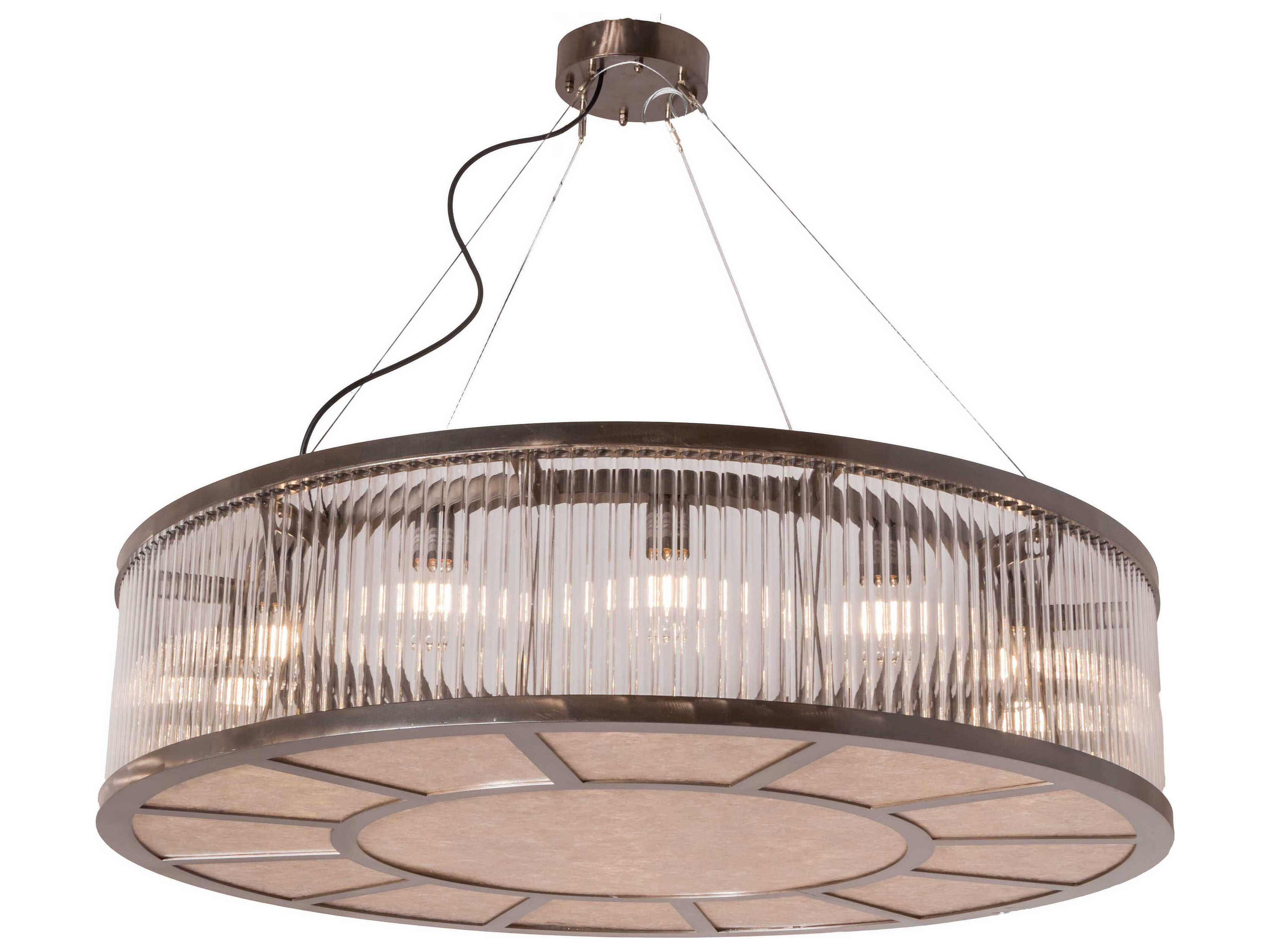 Meyda Marquee 12-Light Black Glass Drum Pendant