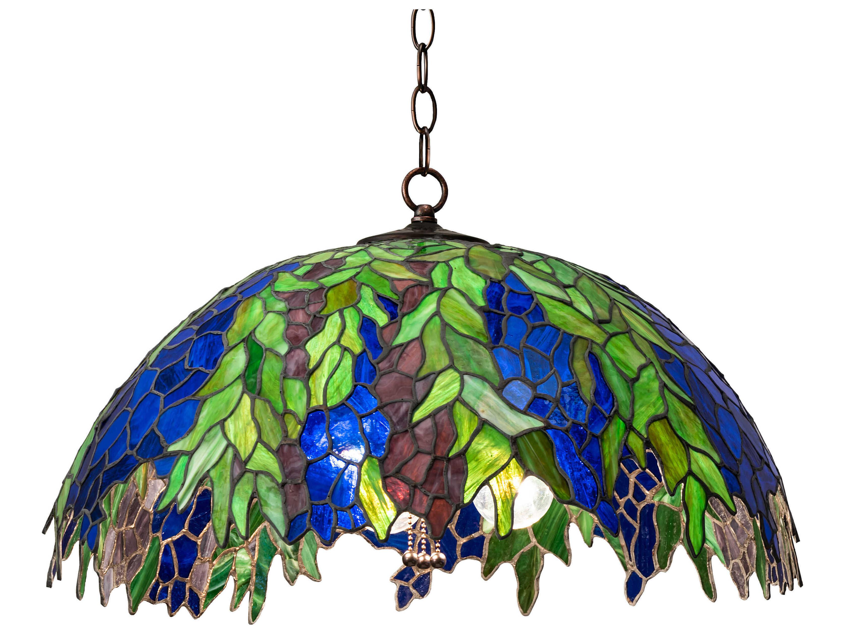 Meyda Tiffany Honey Locust 3-Light Steel Glass Bowl Round Pendant