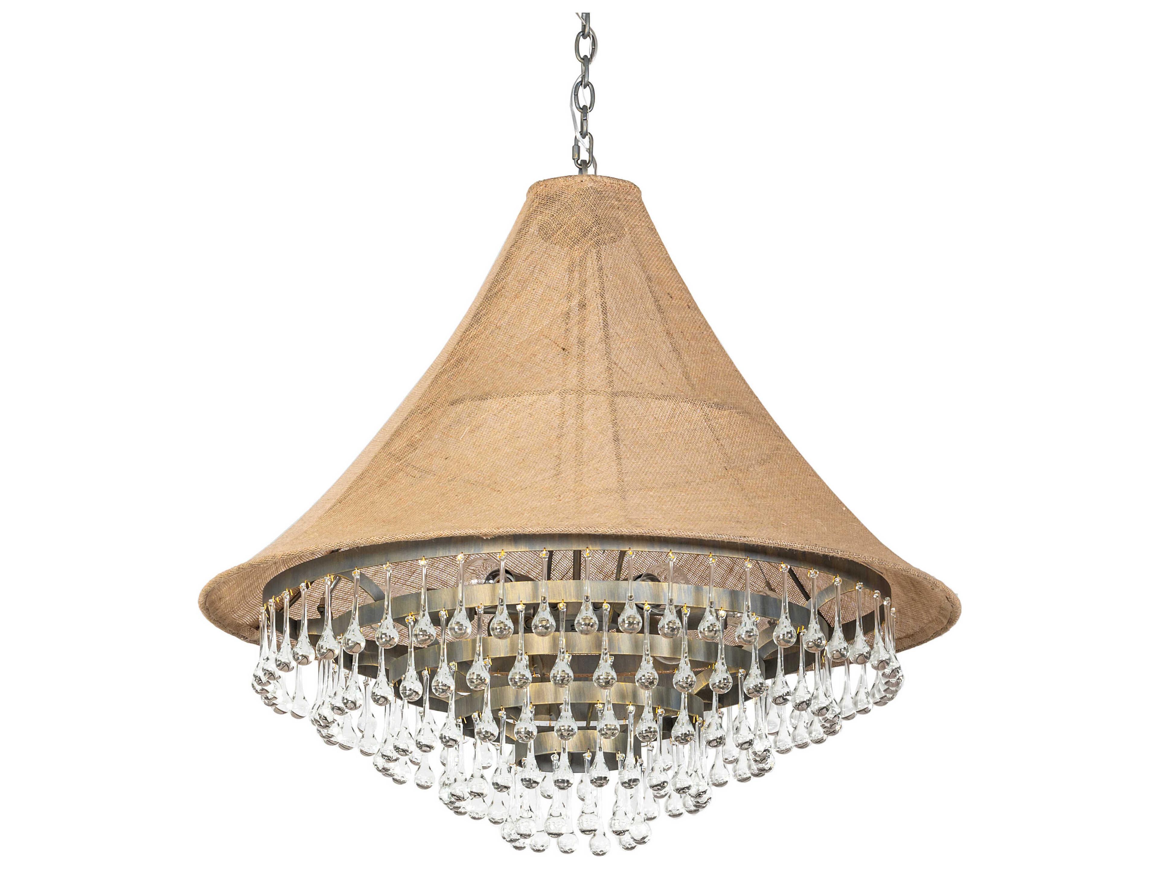 Meyda Mosier 6-Light Antique Brass Crystal Tiered Pendant