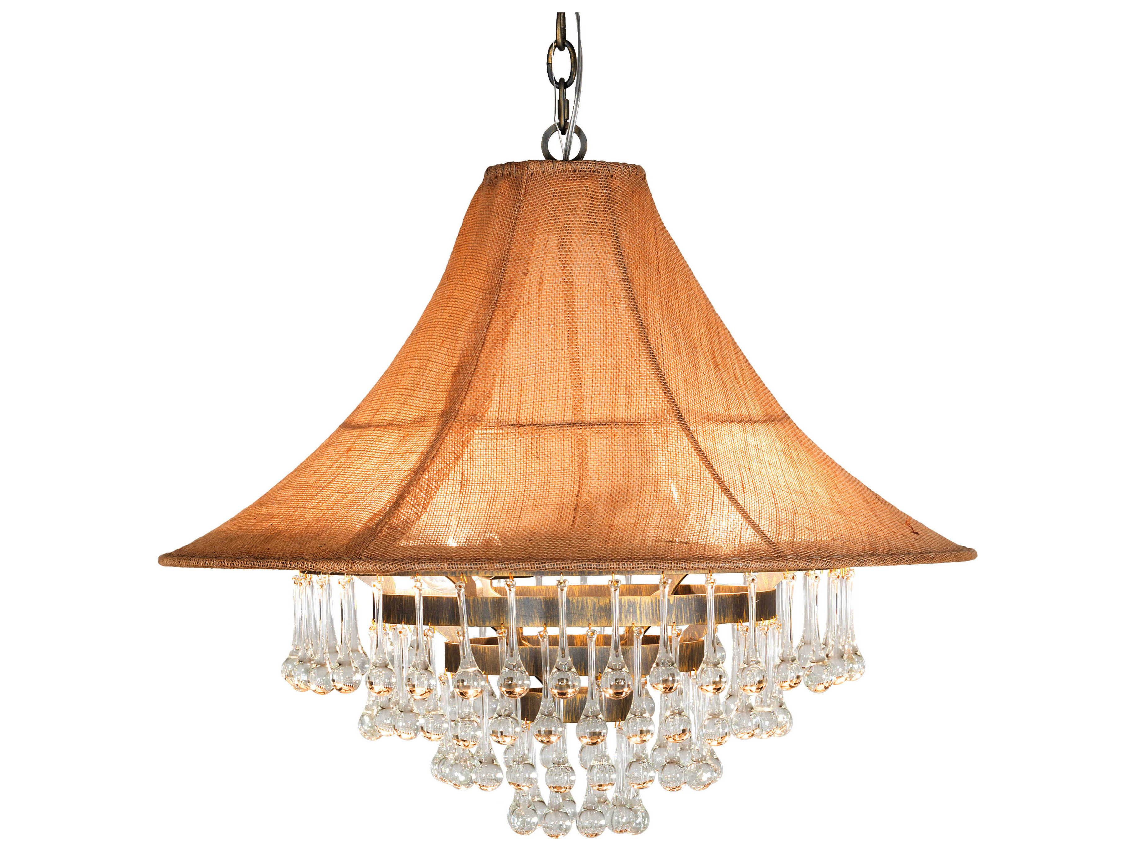 Meyda Mosier 4-Light Antique Brass Crystal Tiered Pendant