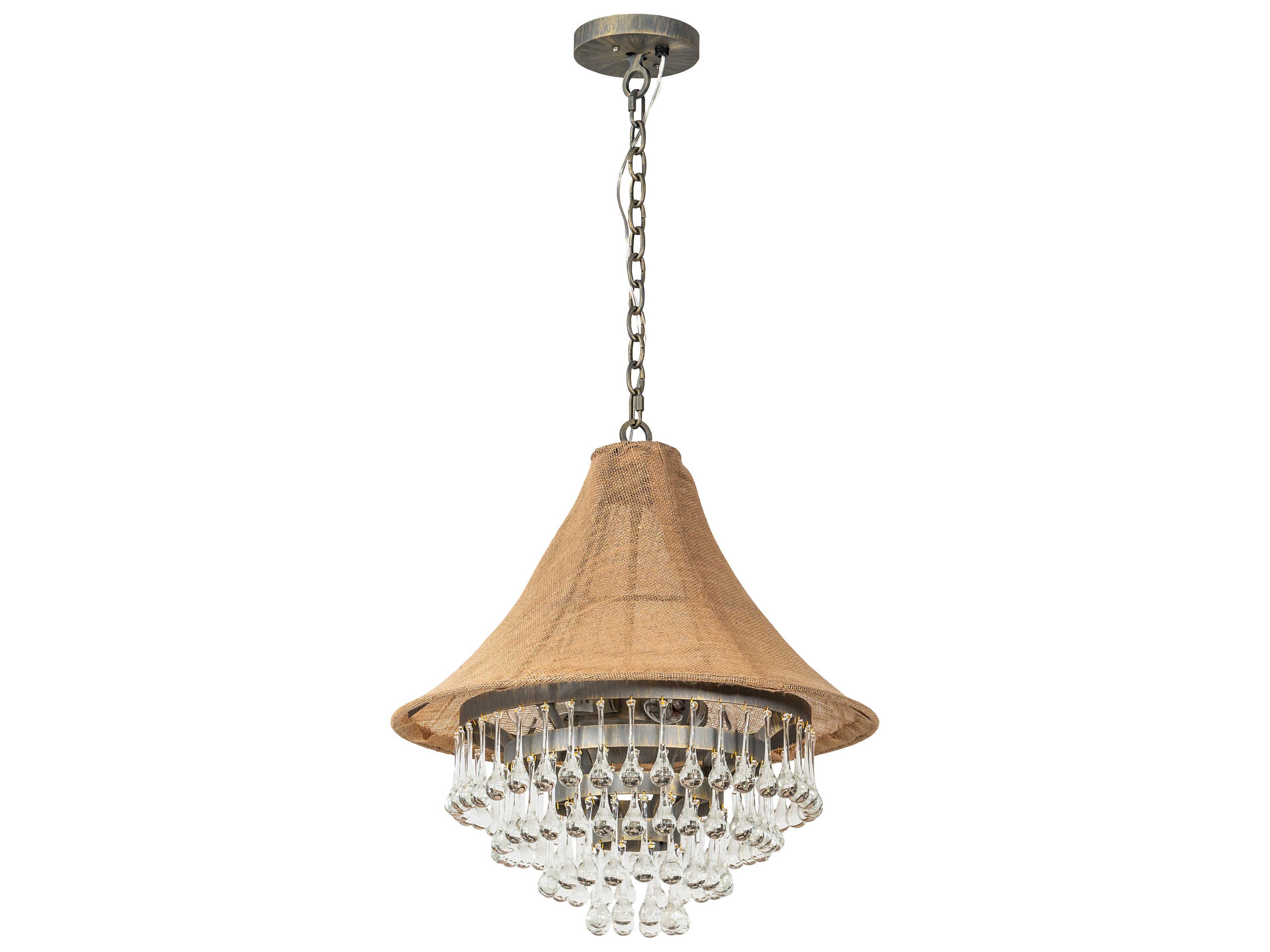 Meyda Mosier 4-Light Antique Brass Crystal Tiered Pendant