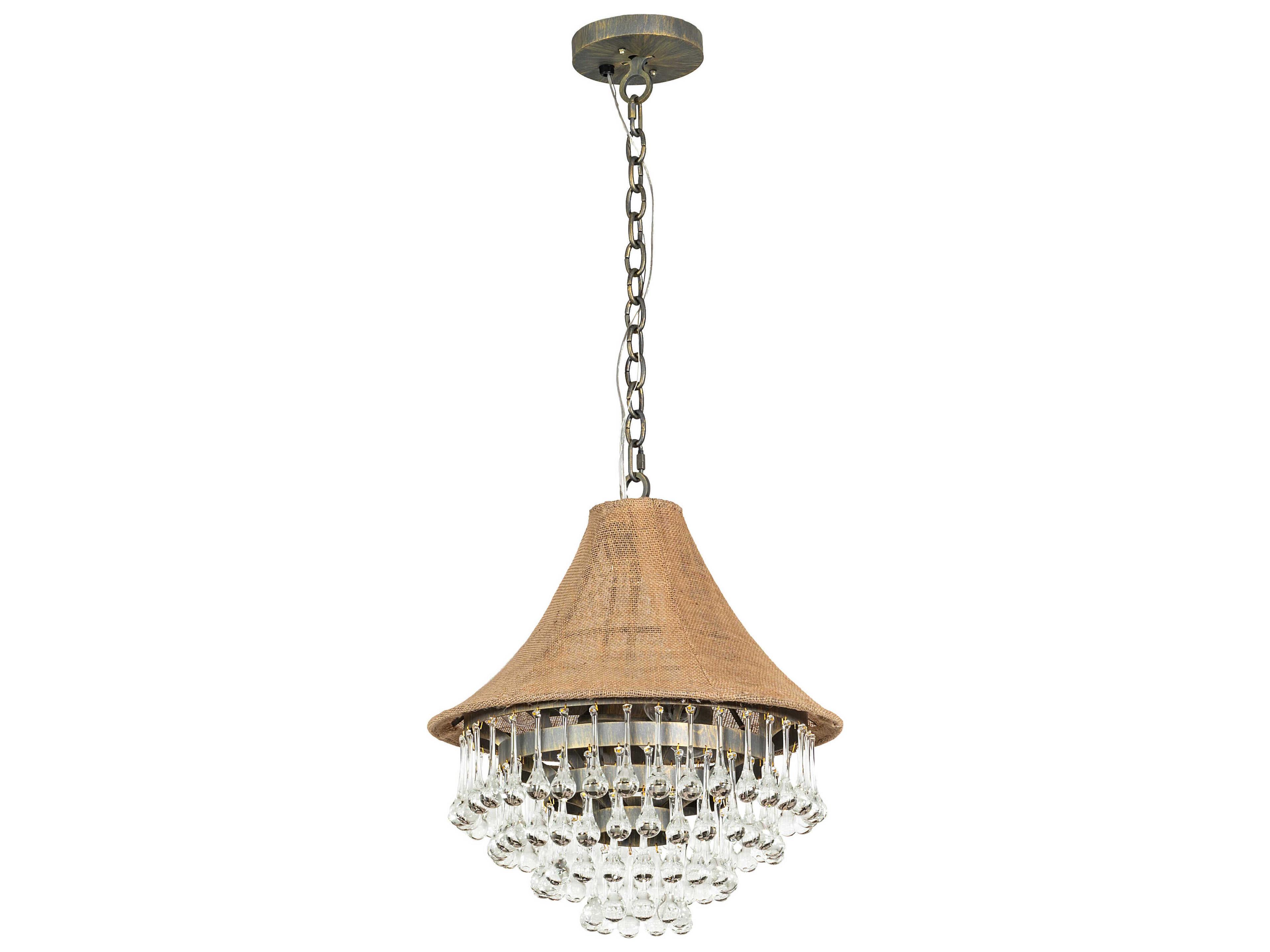 Meyda Mosier 3-Light Antique Brass Crystal Tiered Pendant