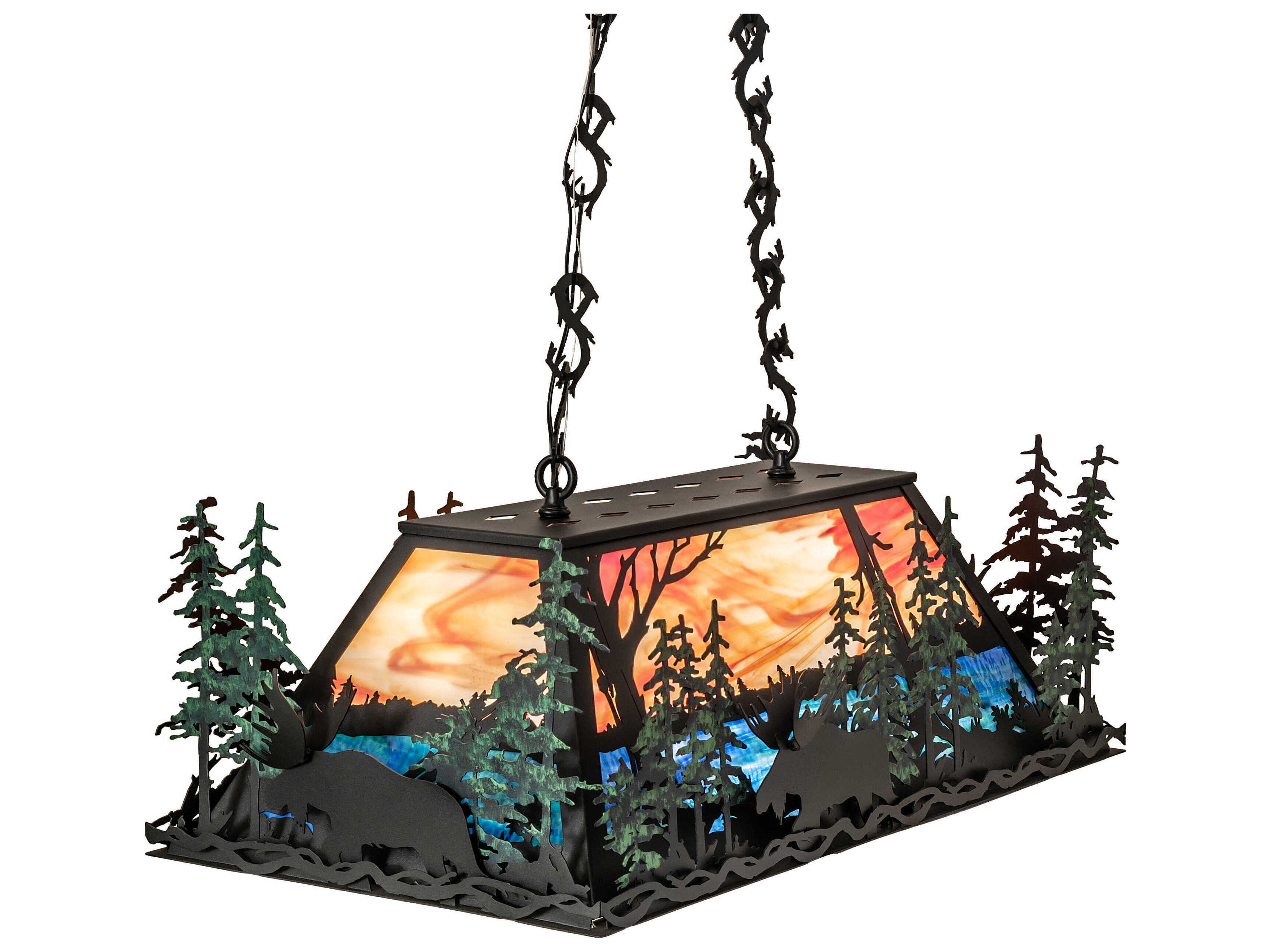 Meyda Moose Through The Trees 6-Light Black Glass Island Pendant