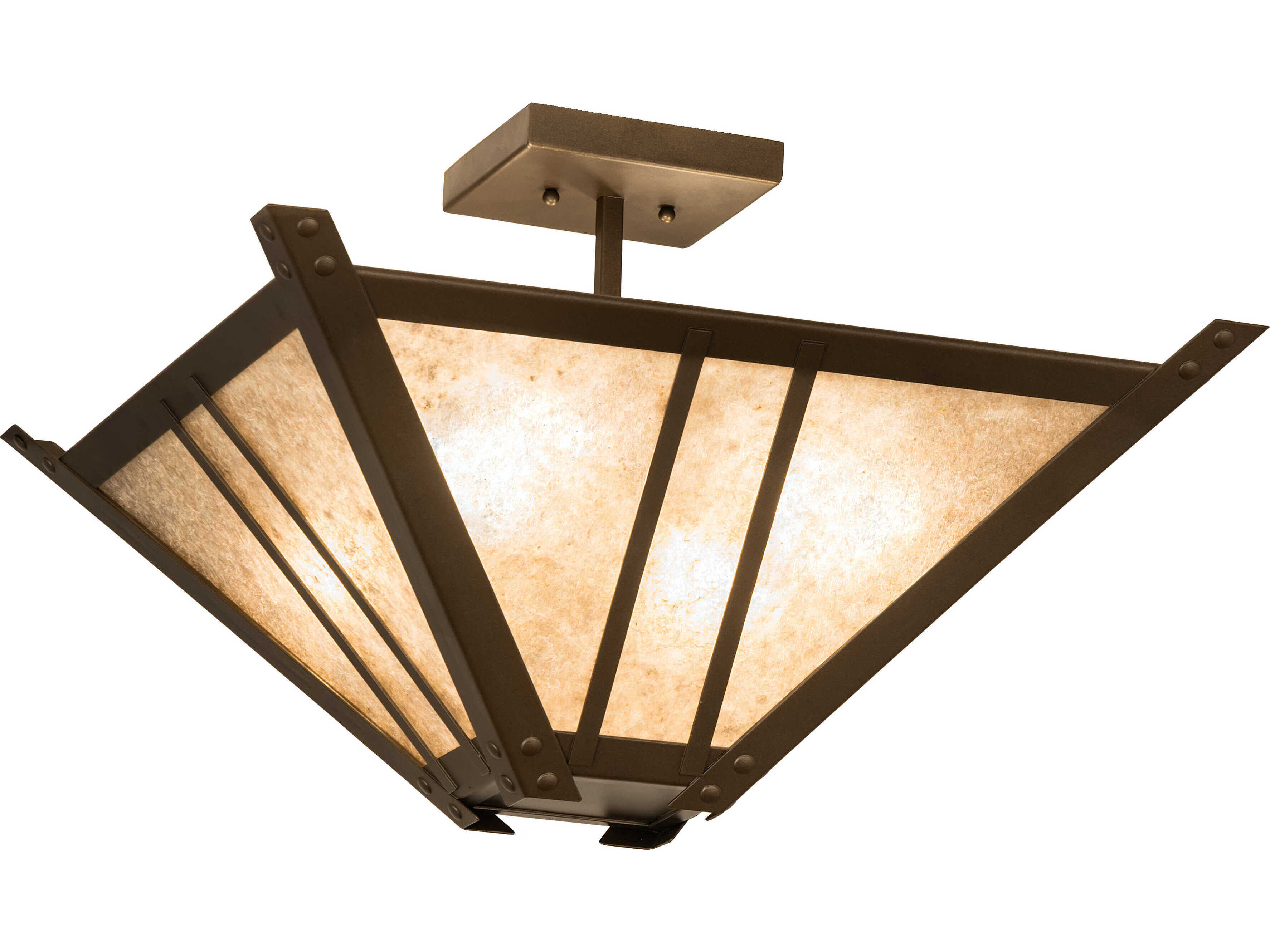Meyda Arta 4-Light Bronze Glass Empire Semi Flush Mount
