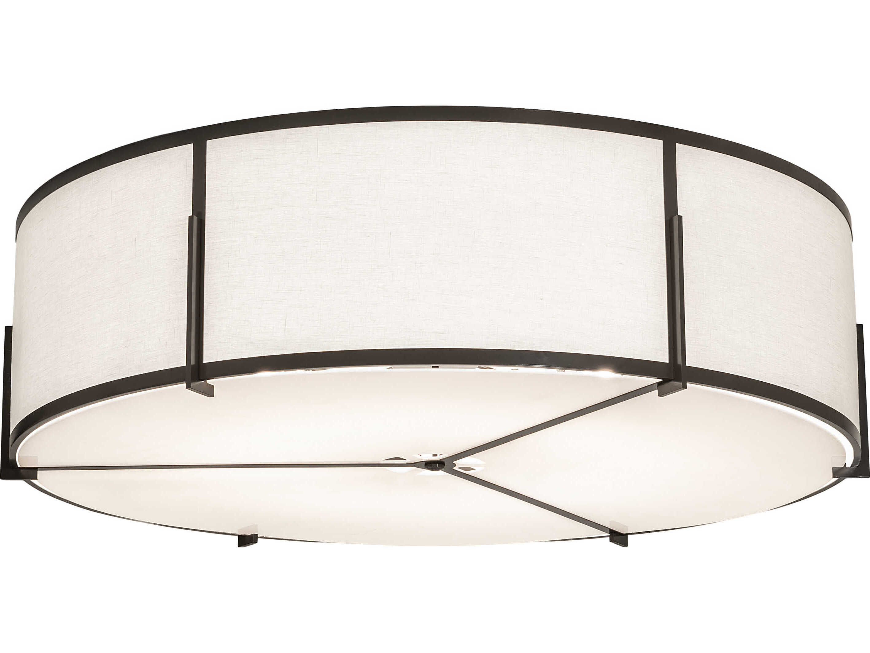 Meyda Cilindro 12-Light Timeless Bronze White Glass Drum Flush Mount