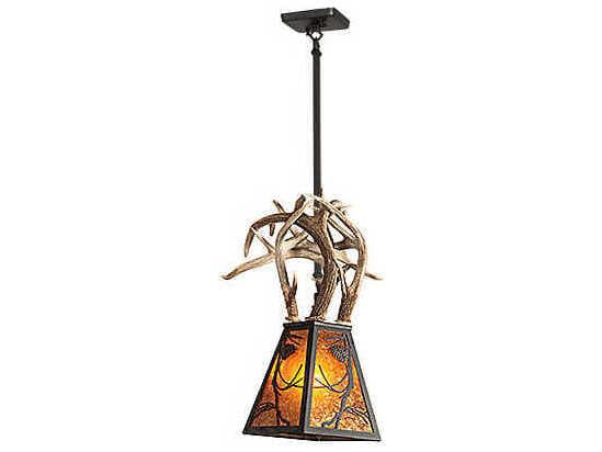 Meyda Whispering Pines 1-Light Black Glass Pendant