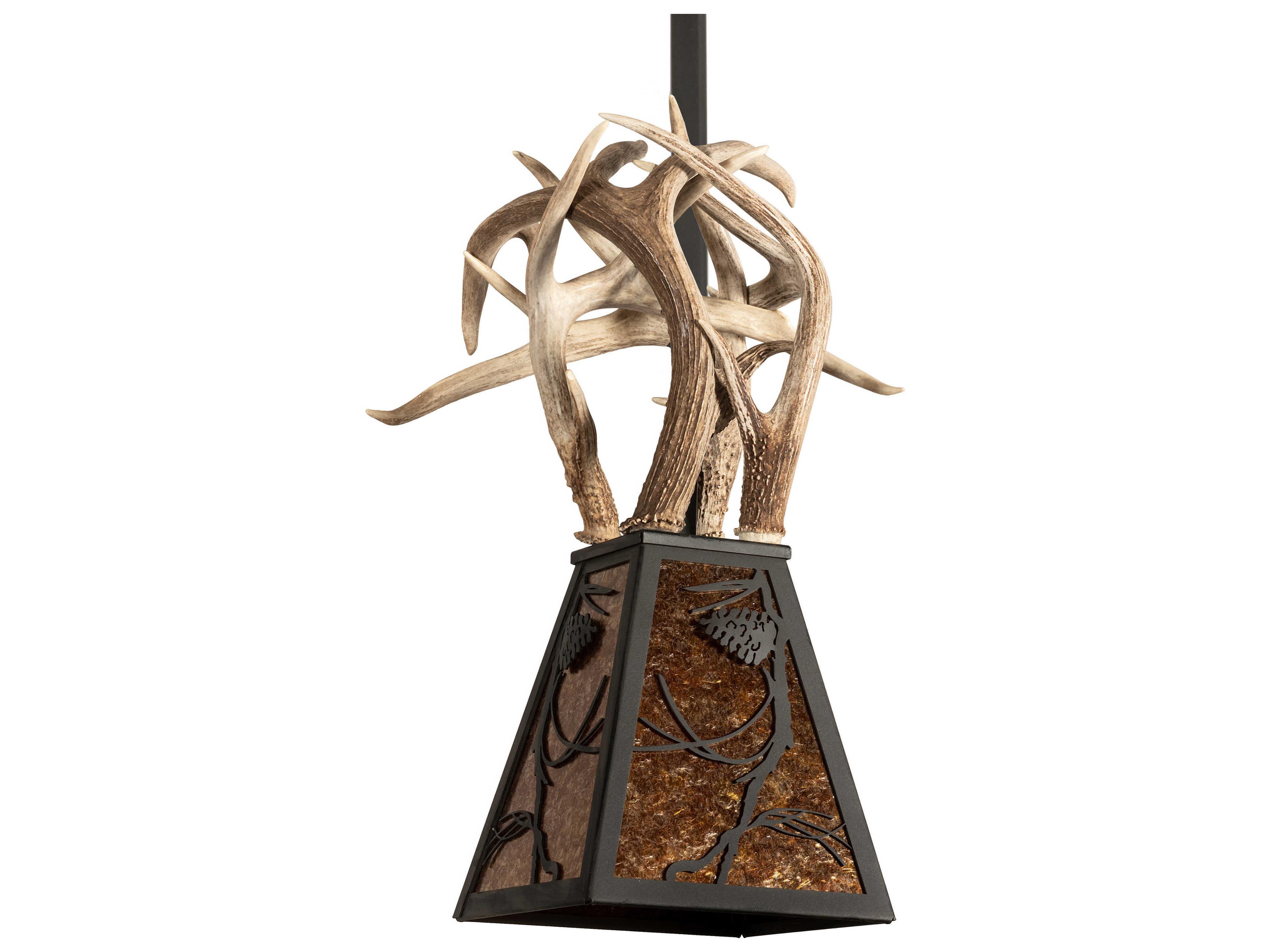 Meyda Whispering Pines 1-Light Black Glass Pendant