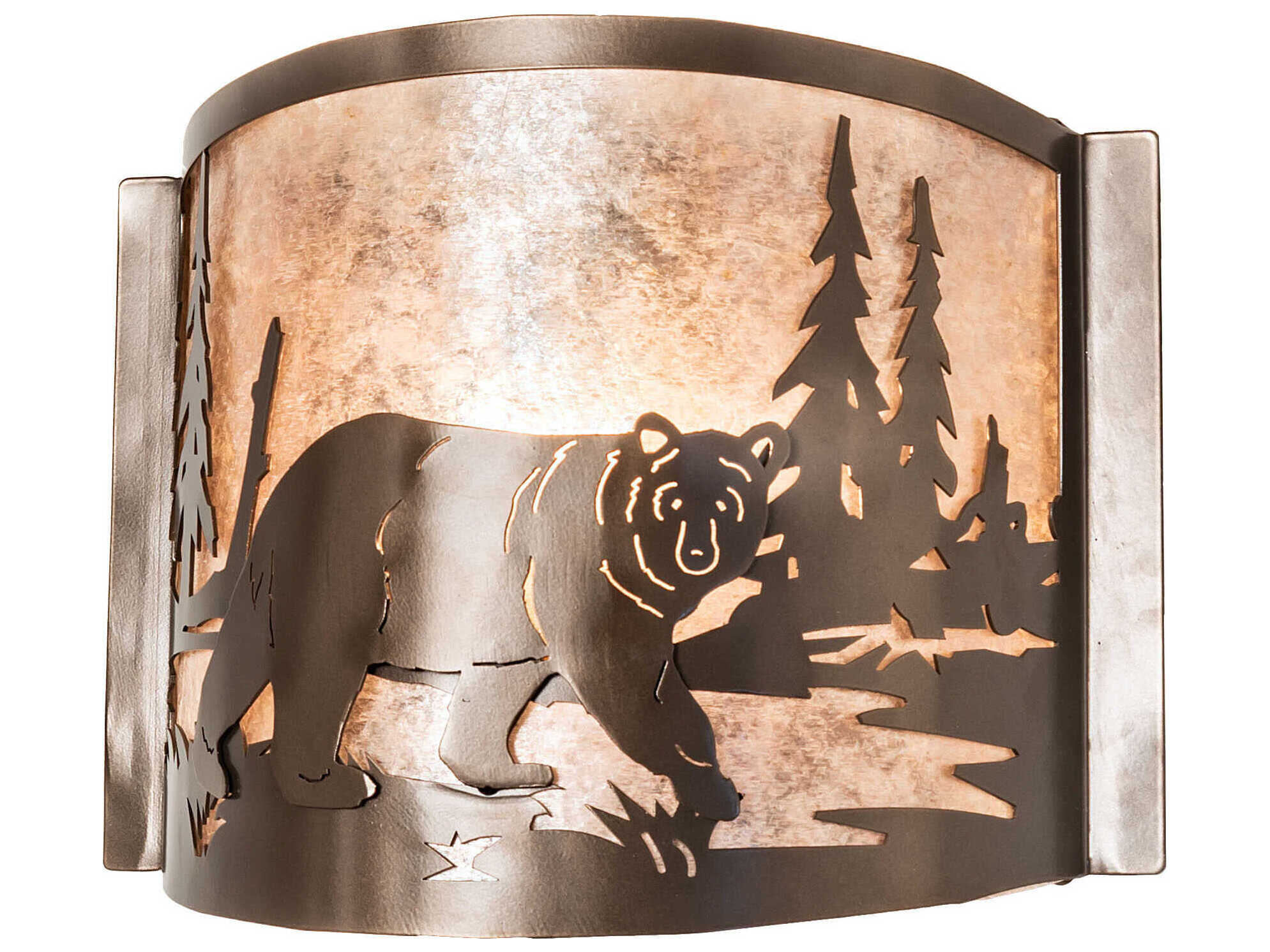 Meyda Bear At Lake 1-Light Bronze Glass Wall Sconce