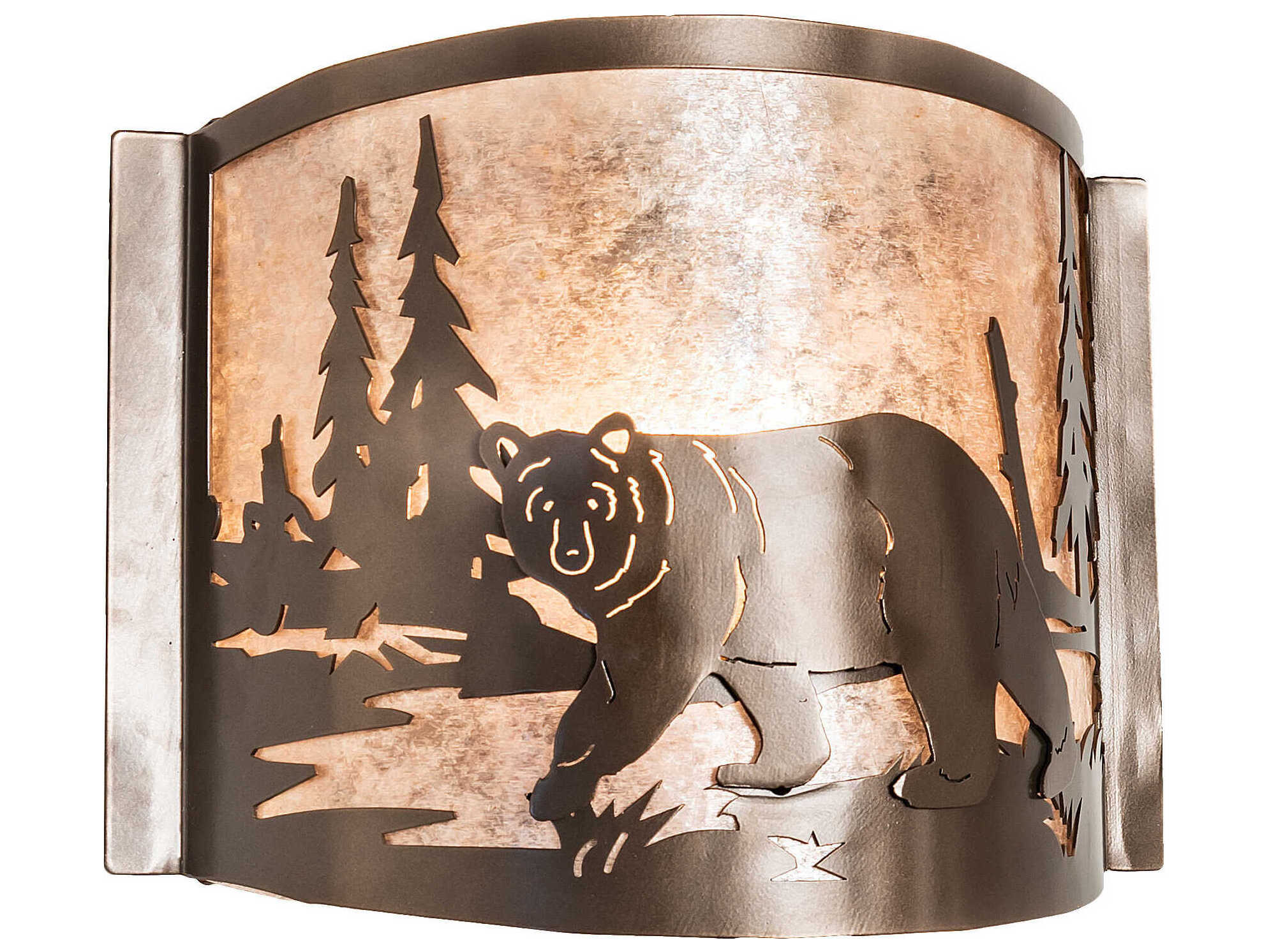 Meyda Bear At Lake 1-Light Bronze Glass Wall Sconce