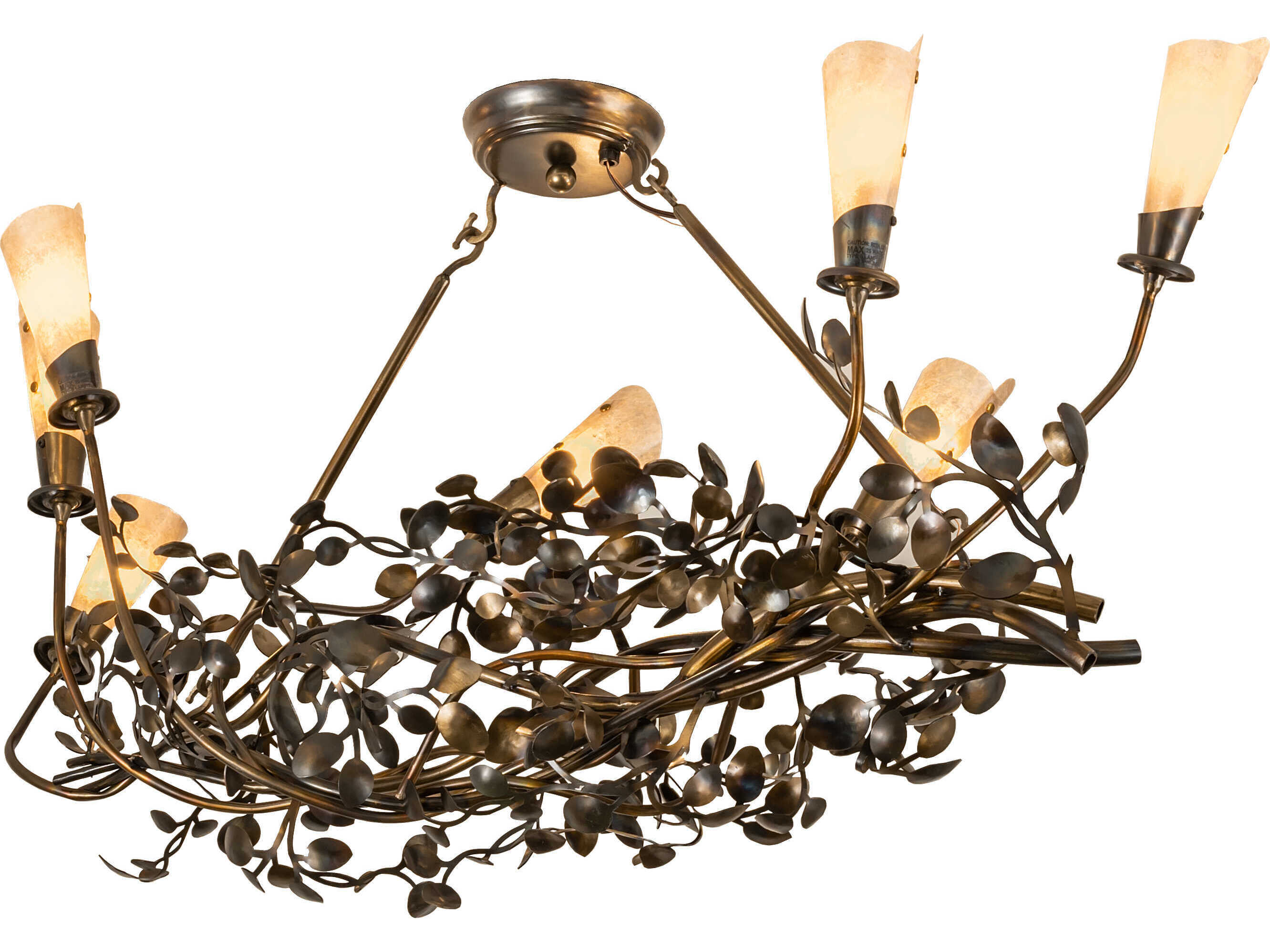 Meyda Vinca Vine 7-Light Burnished Copper Glass Island Pendant