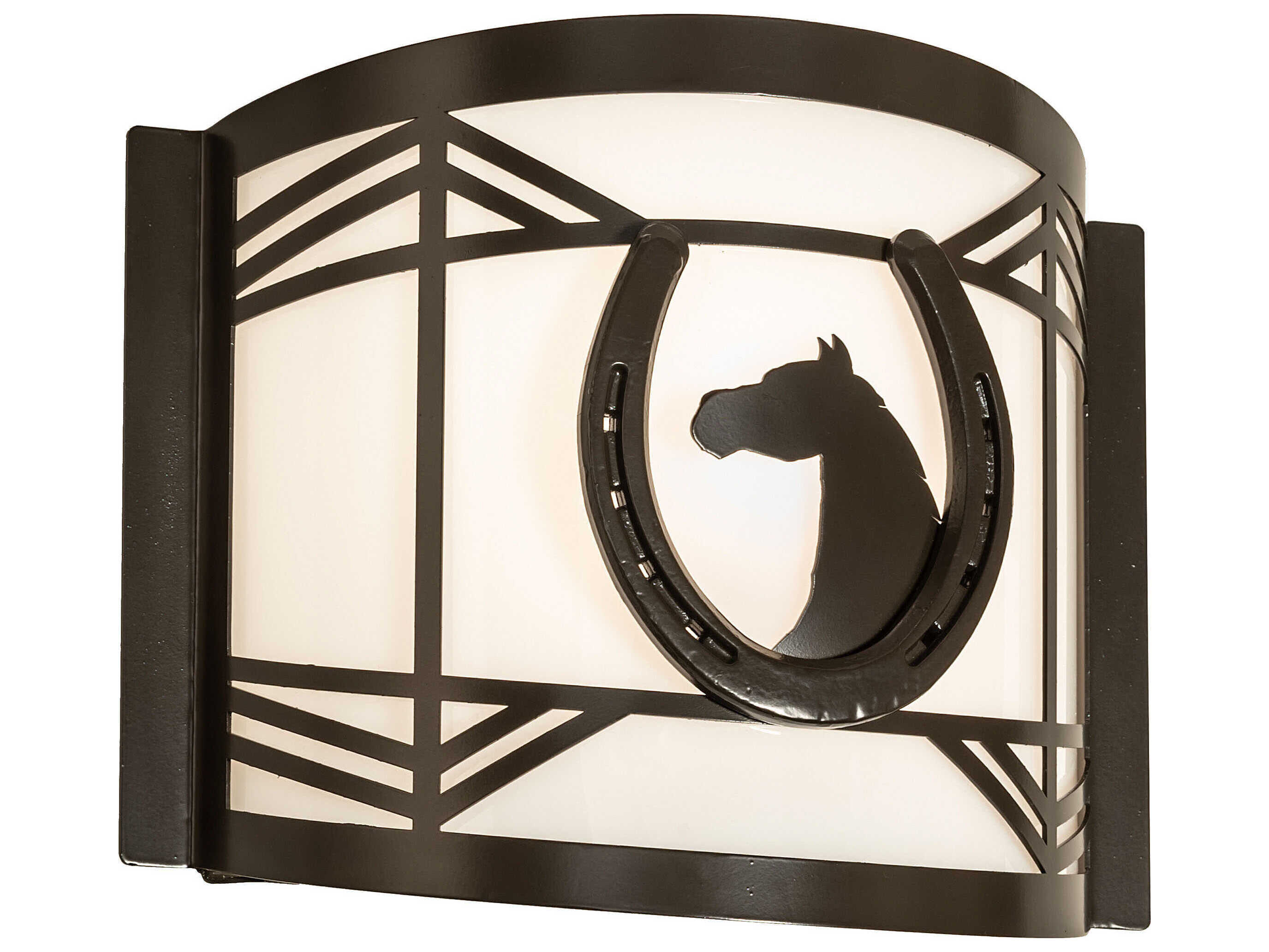 Meyda Horseshoe 1-Light Timeless Bronze White Wall Sconce