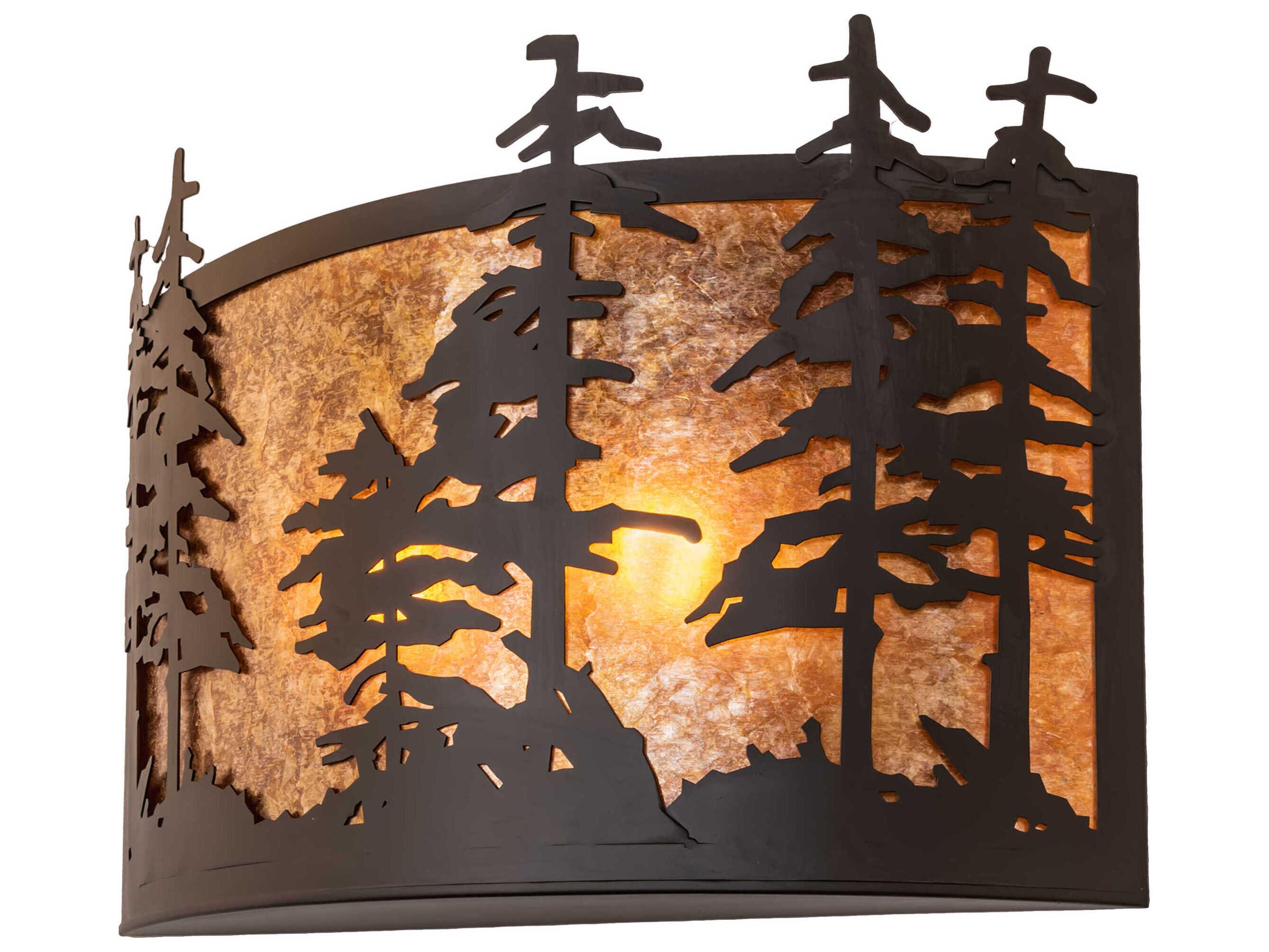 Meyda Pines 2-Light Oil Rubbed Bronze Brown Glass Wall Sconce