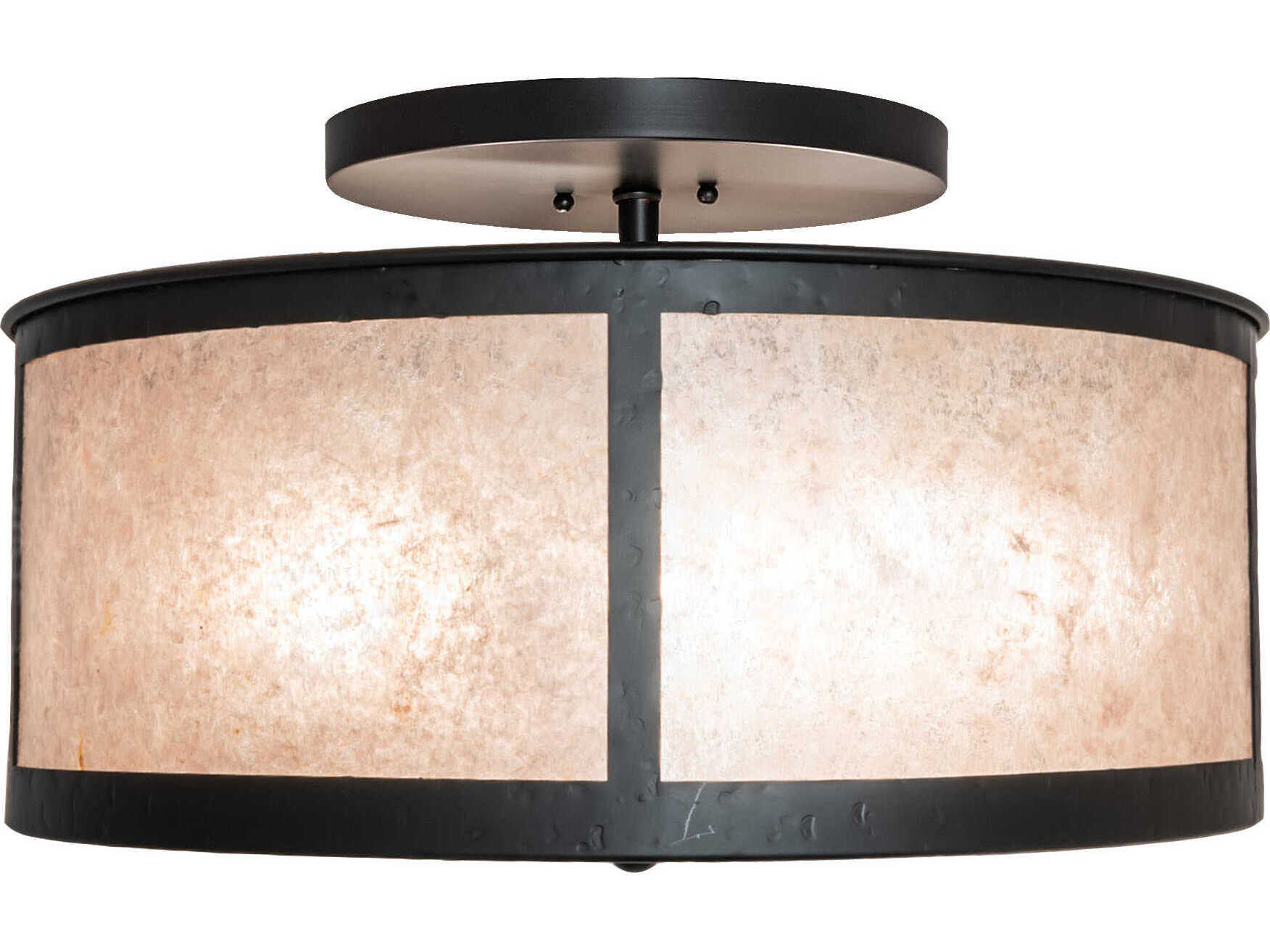 Meyda Craftsman 4-Light Black Drum Semi Flush Mount