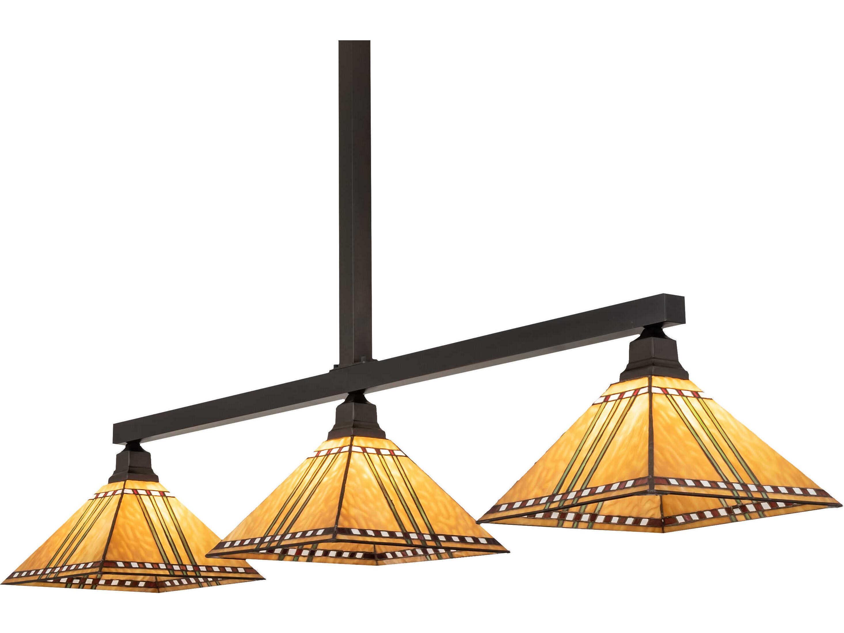 Meyda Prairie Corn 3-Light Craftsman Brown Glass Tiffany Island Pendant