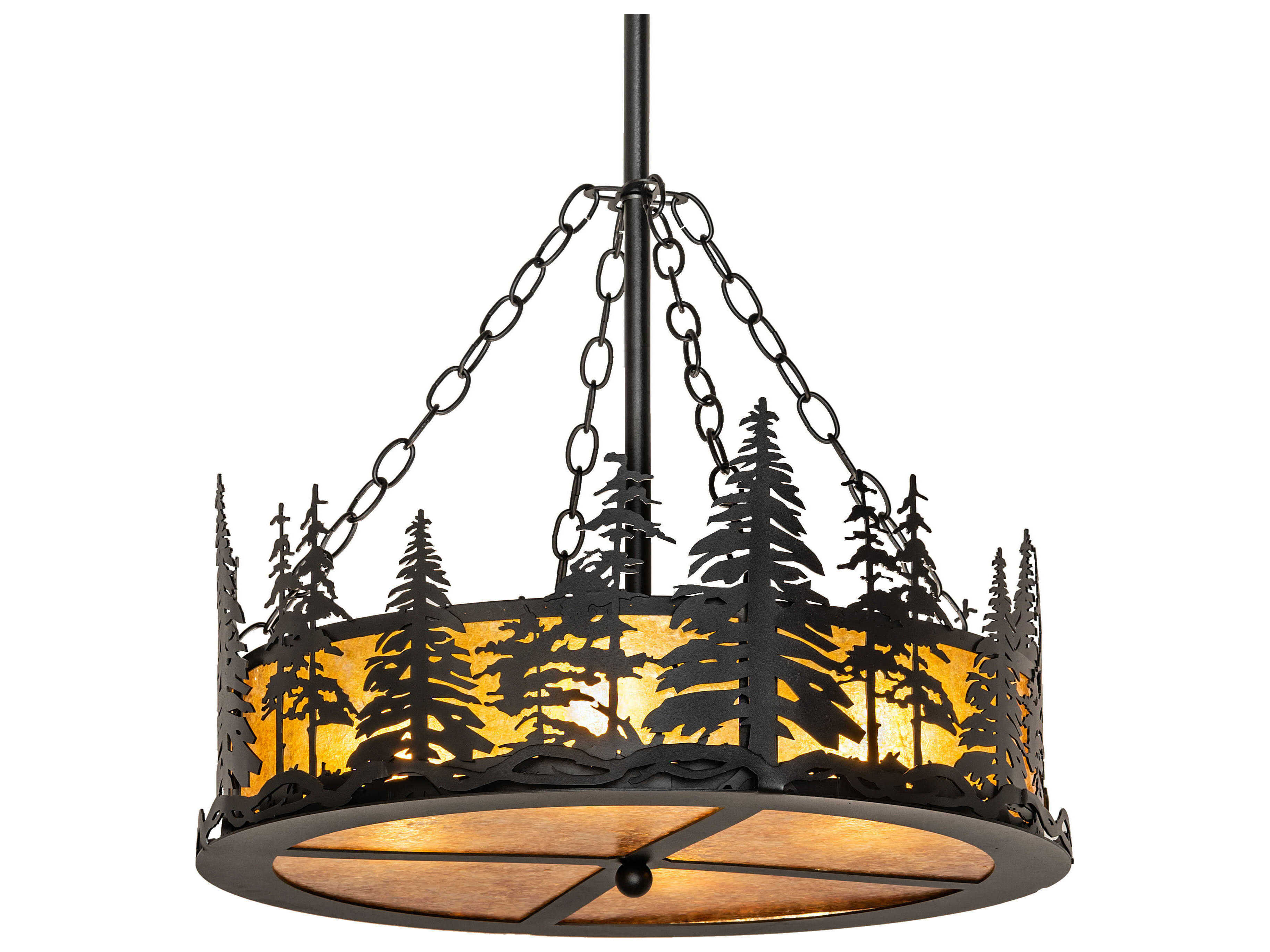 Meyda Tall Pines 4-Light Black Glass Drum Pendant