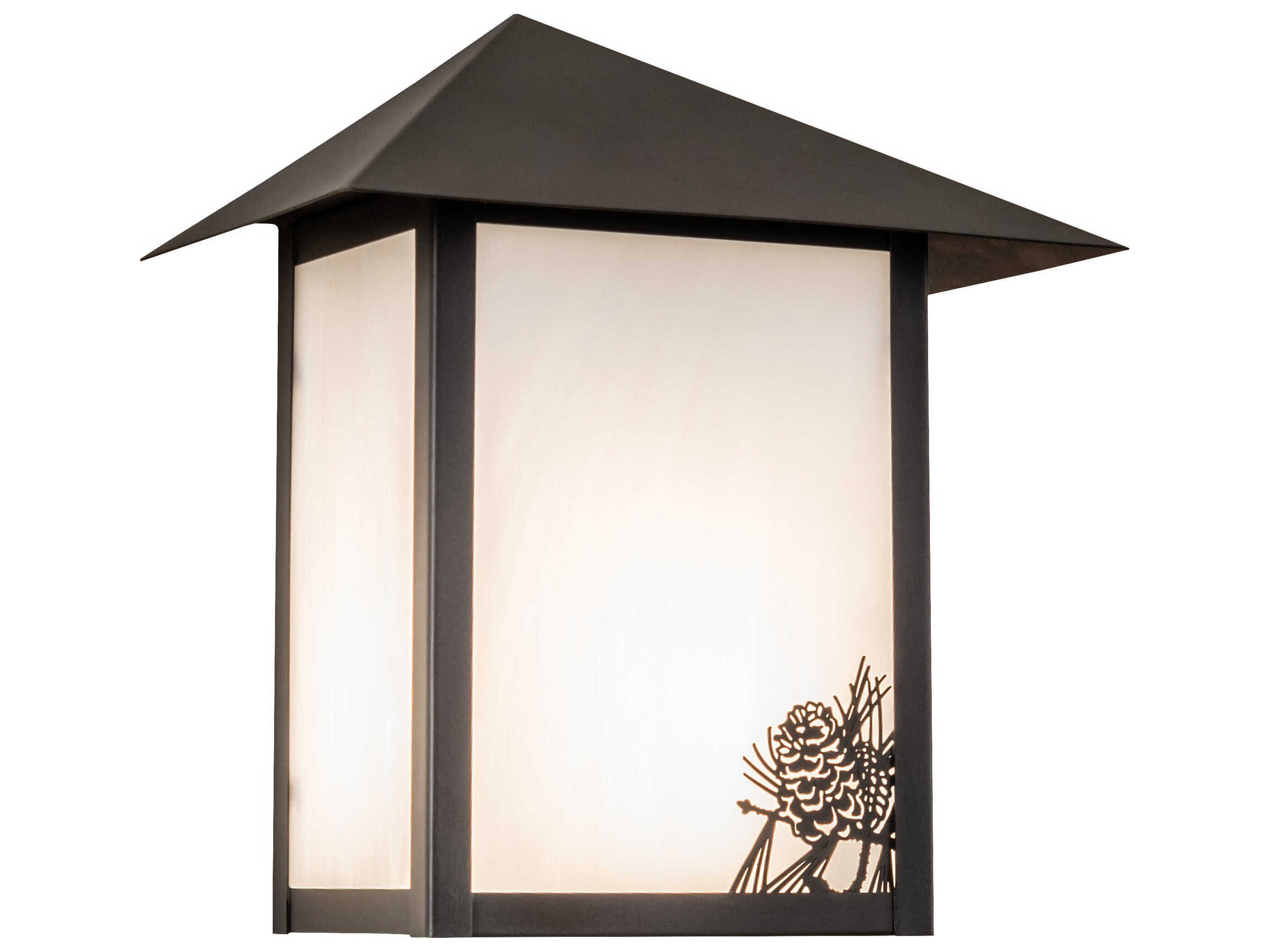 Meyda Seneca Winter Pine 1-Light Craftsman Brown White Glass Wall Sconce