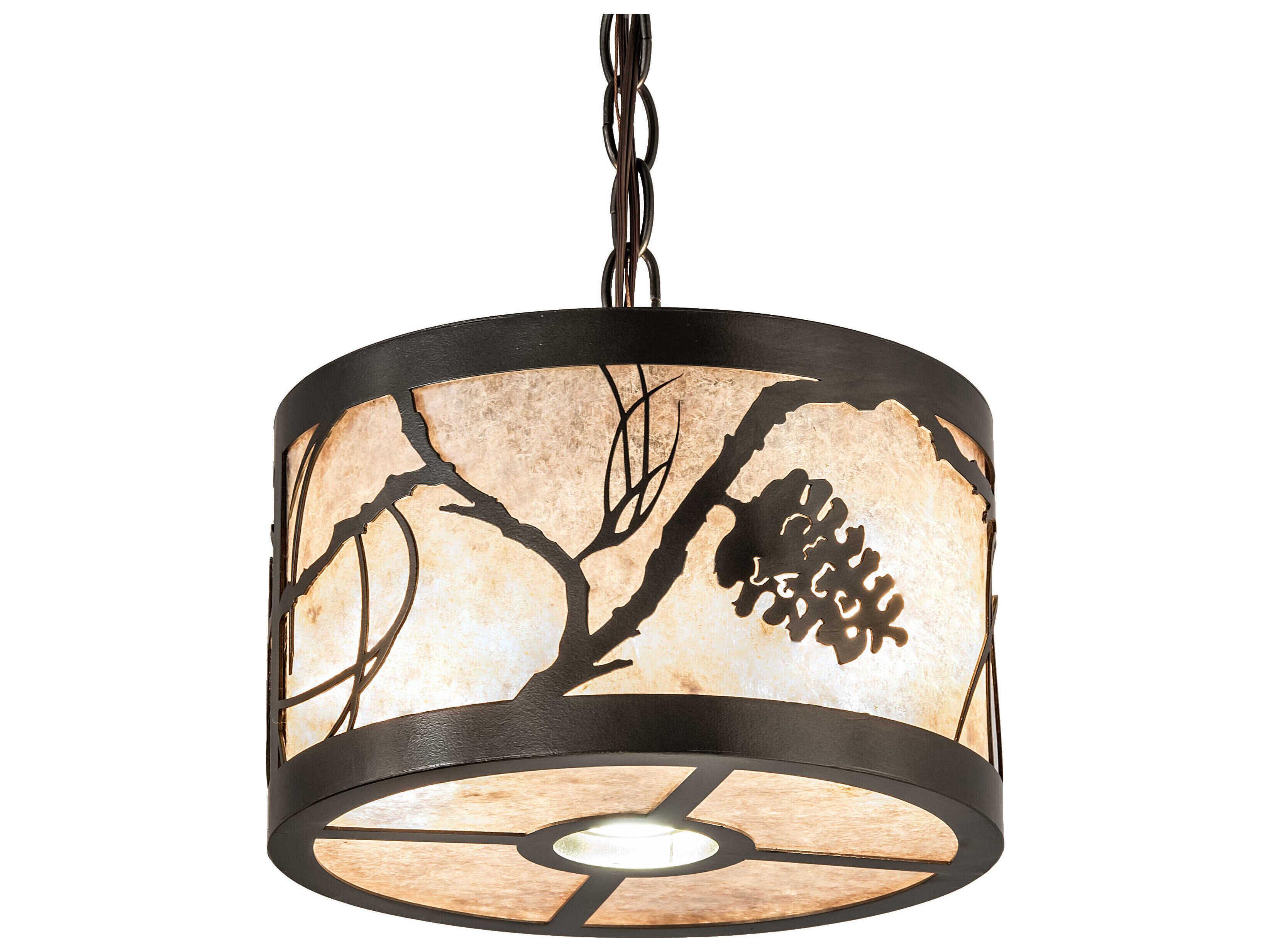 Meyda Whispering Pines 3-Light Oil Rubbed Bronze Glass Round Mini Pendant