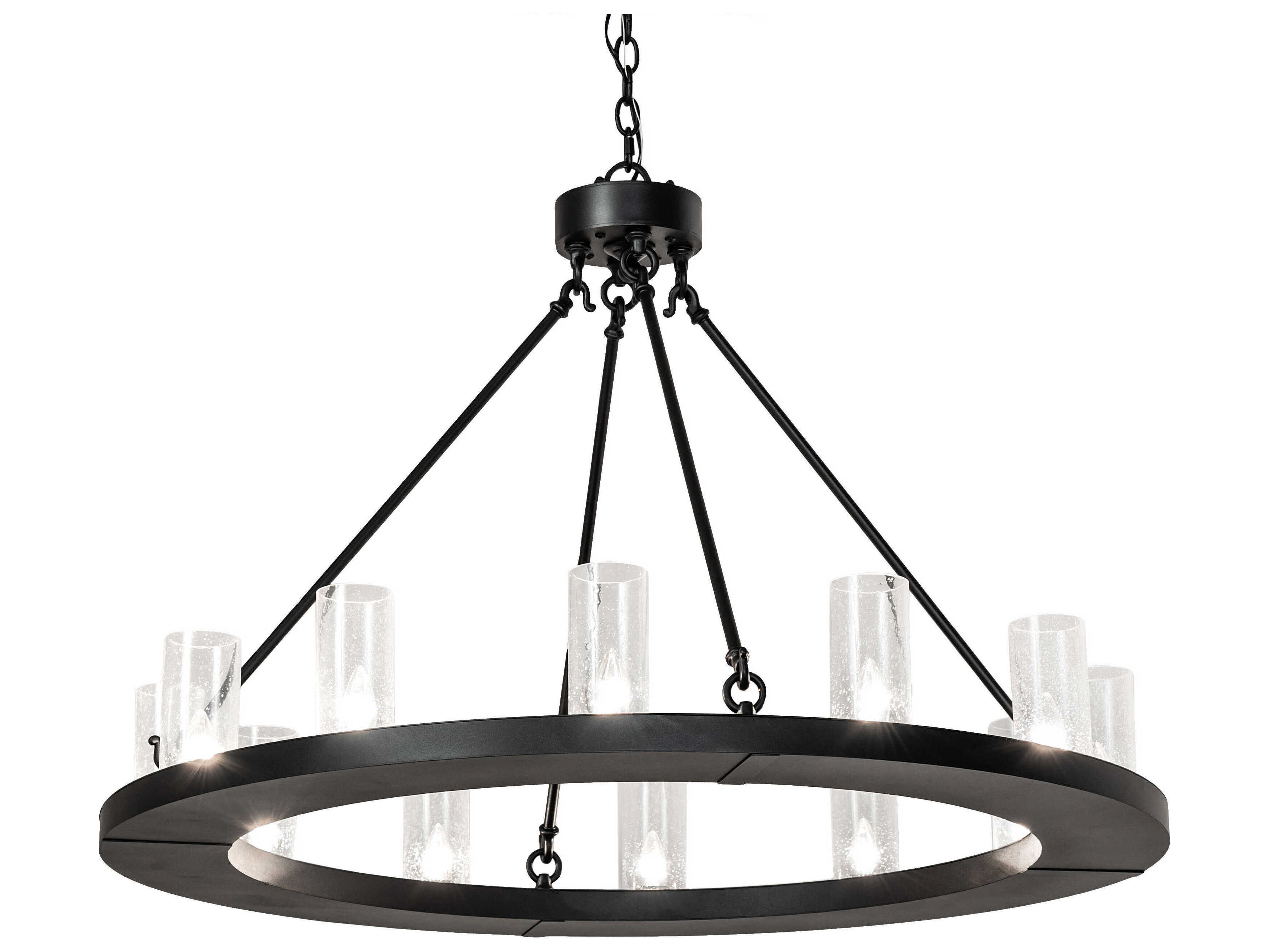 Meyda Loxley 12-Light Black Glass Cylinder Chandelier