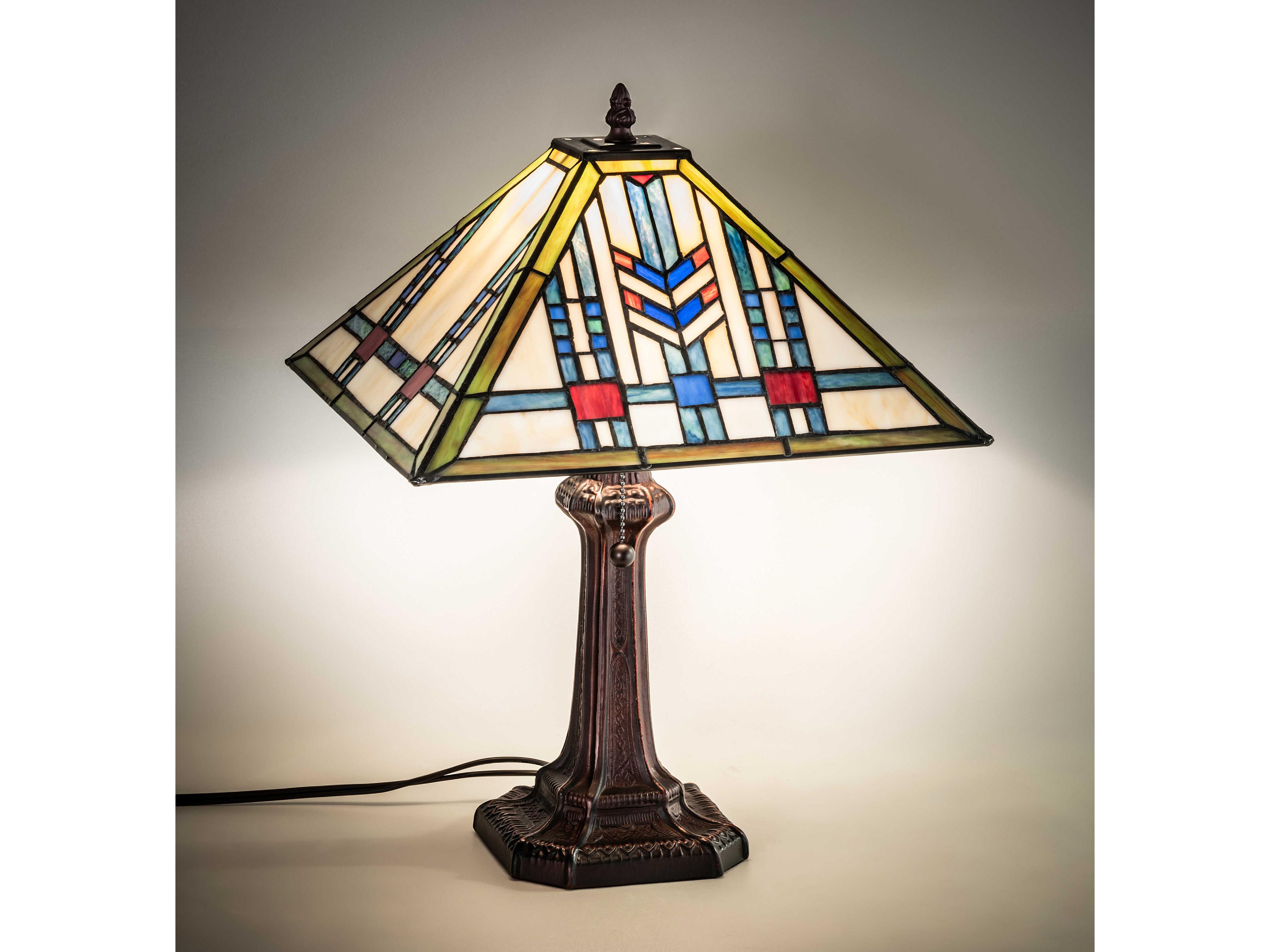 Meyda Prairie Wheat Mahogany Bronze Glass Tiffany Table Lamp