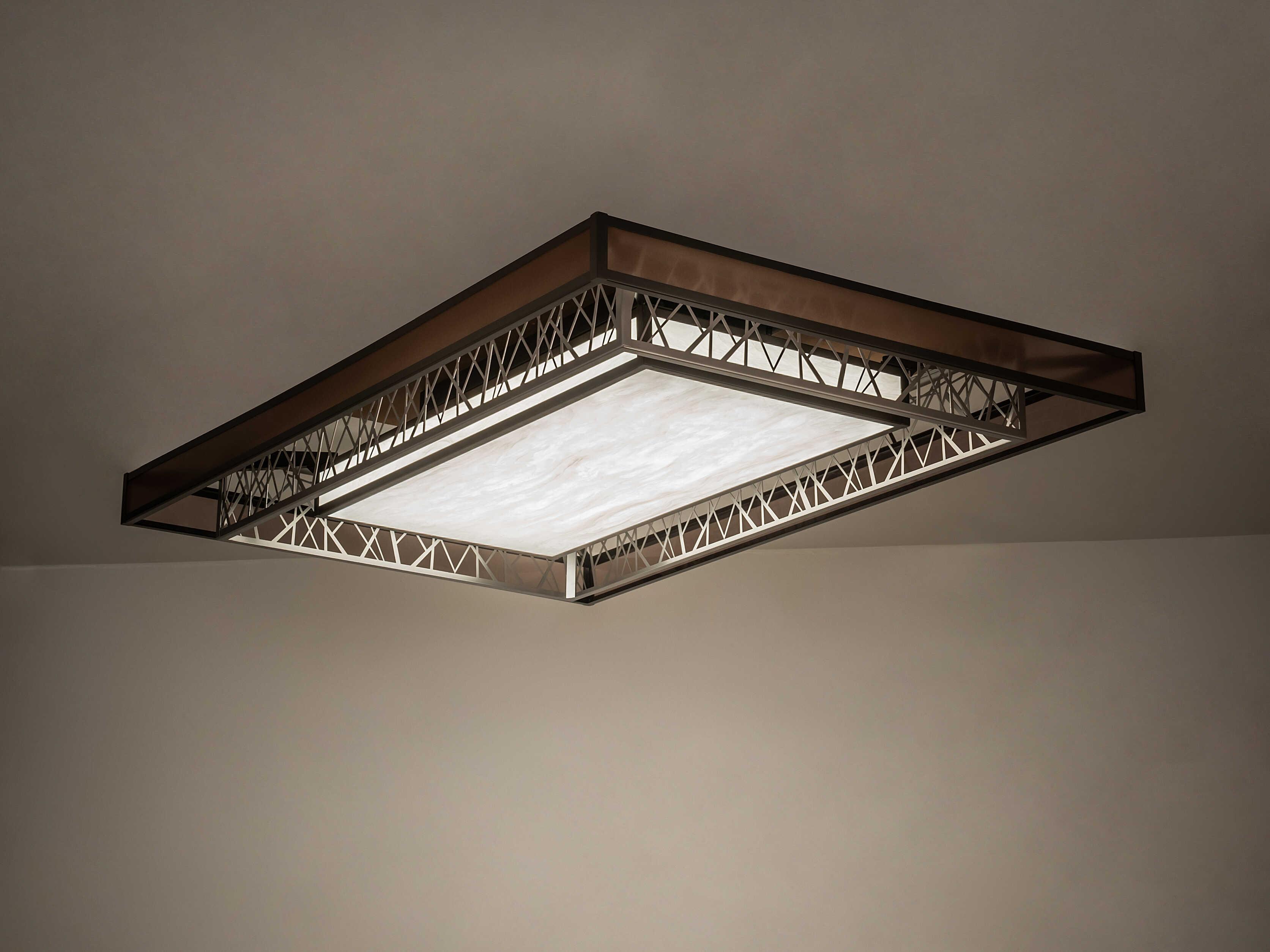 Meyda Quadrato Nickel Timeless Bronze LED Flush Mount