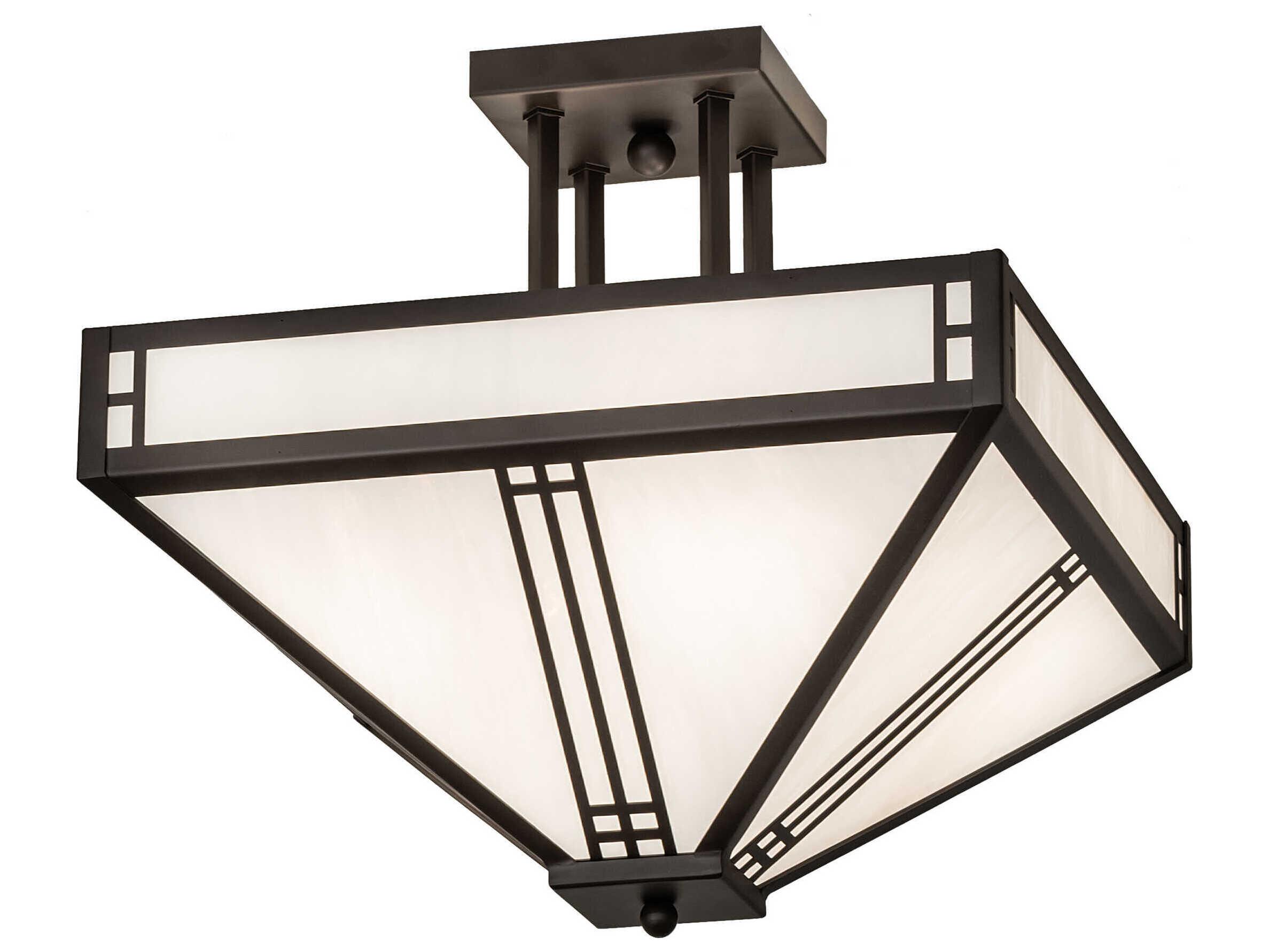 Meyda Prairie 4-Light Oil Rubbed Bronze Glass Semi Flush Mount