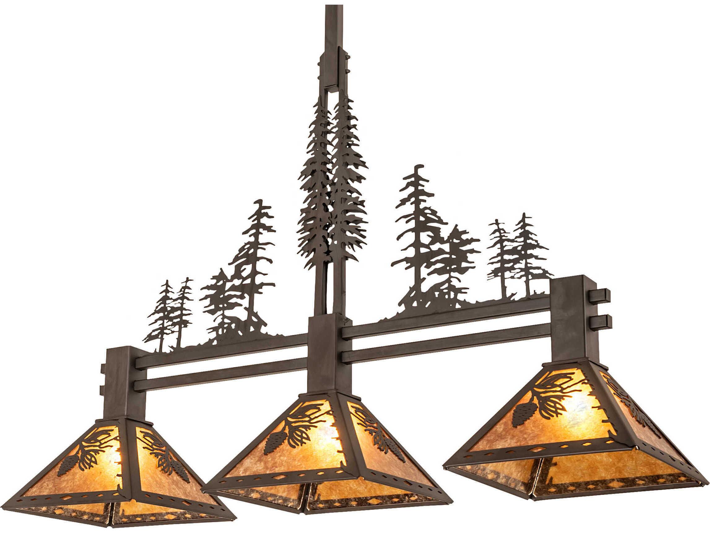 Meyda Winter Pine 3-Light Oil Rubbed Bronze Glass Empire Island Pendant