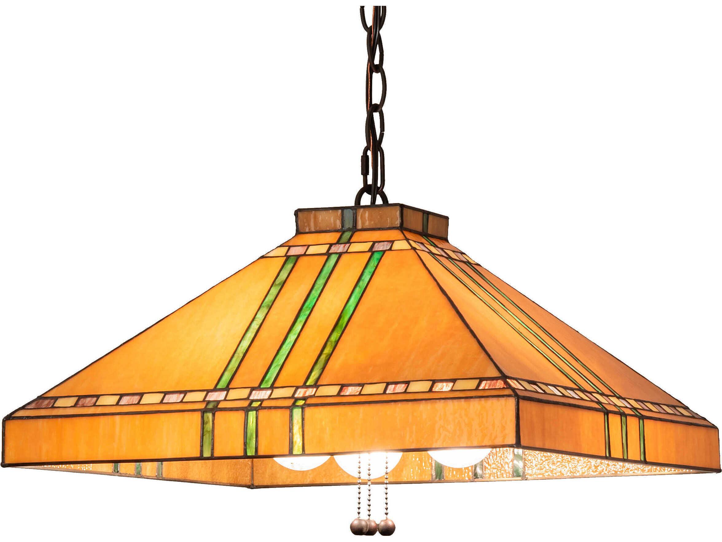 Meyda Prairie Corn 3-Light Brass Glass Tiffany Pendant