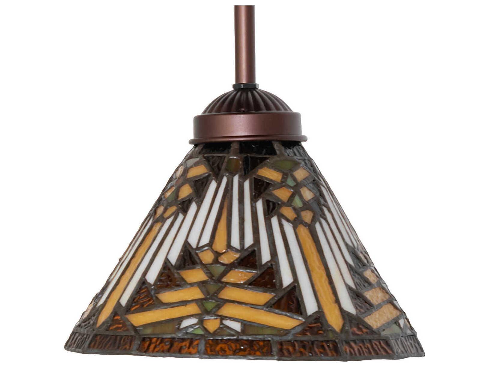 Meyda Nuevo Mission 1-Light Mahogany Bronze Glass Tiffany Mini Pendant