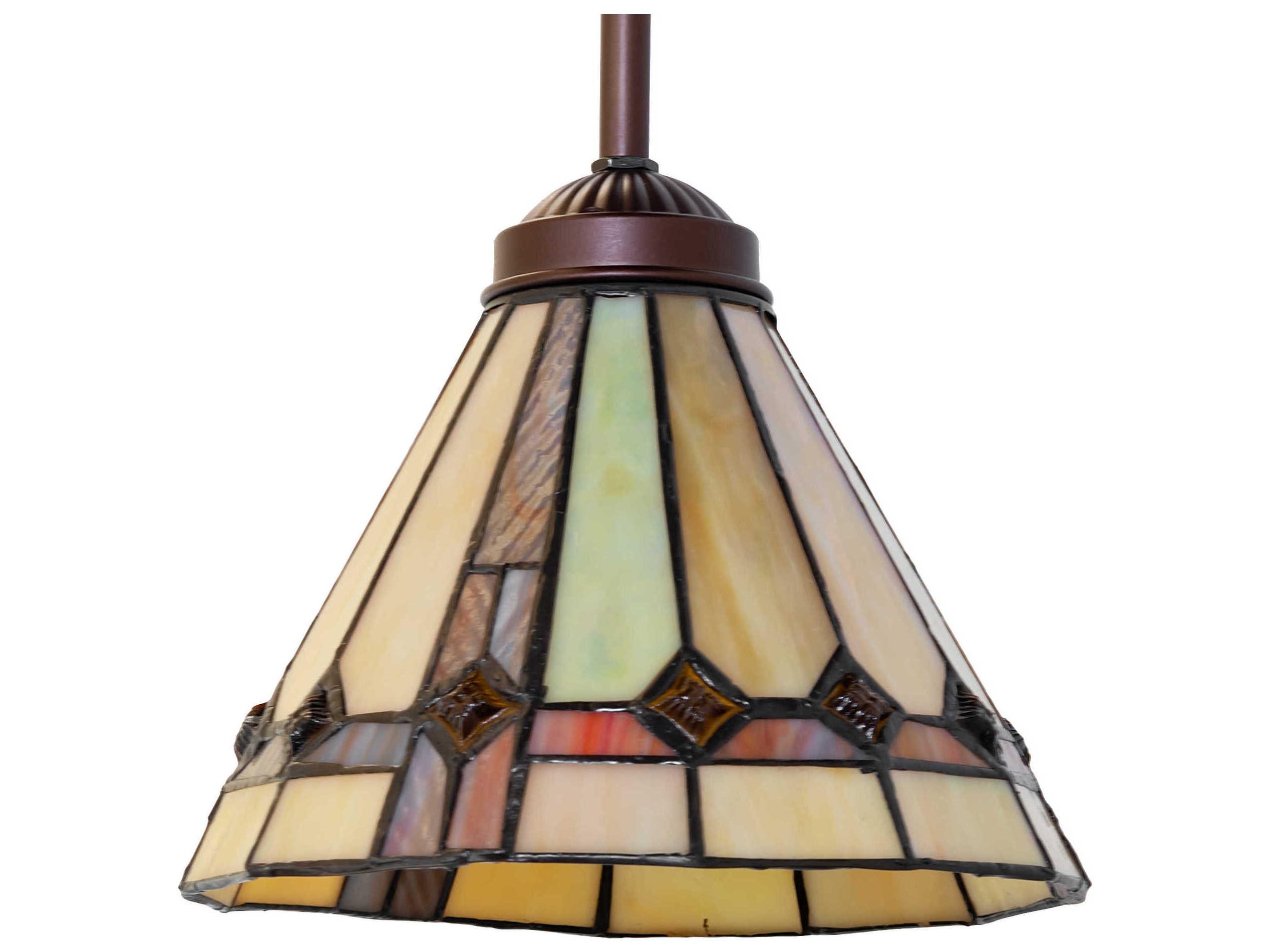 Meyda Belvidere 1-Light Mahogany Bronze Glass Tiffany Mini Pendant