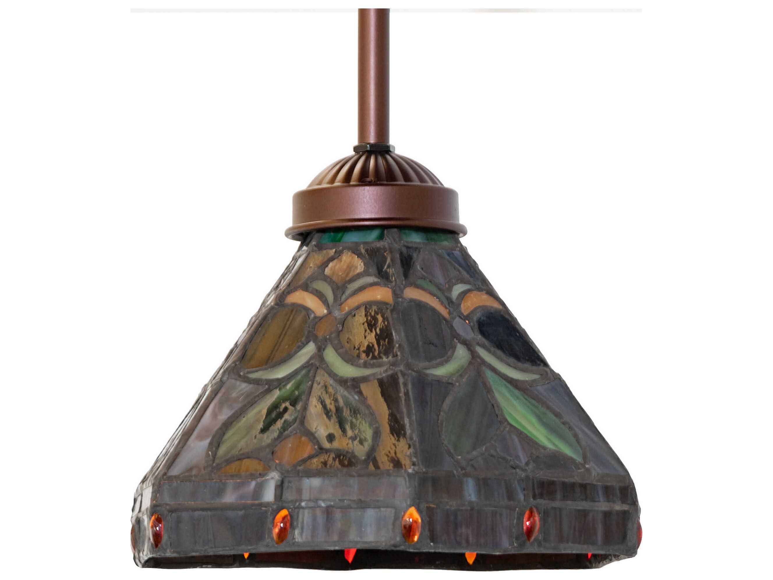Meyda Middleton 1-Light Mahogany Bronze Glass Tiffany Mini Pendant