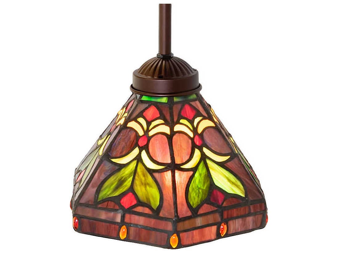 Meyda Middleton 1-Light Mahogany Bronze Glass Tiffany Mini Pendant