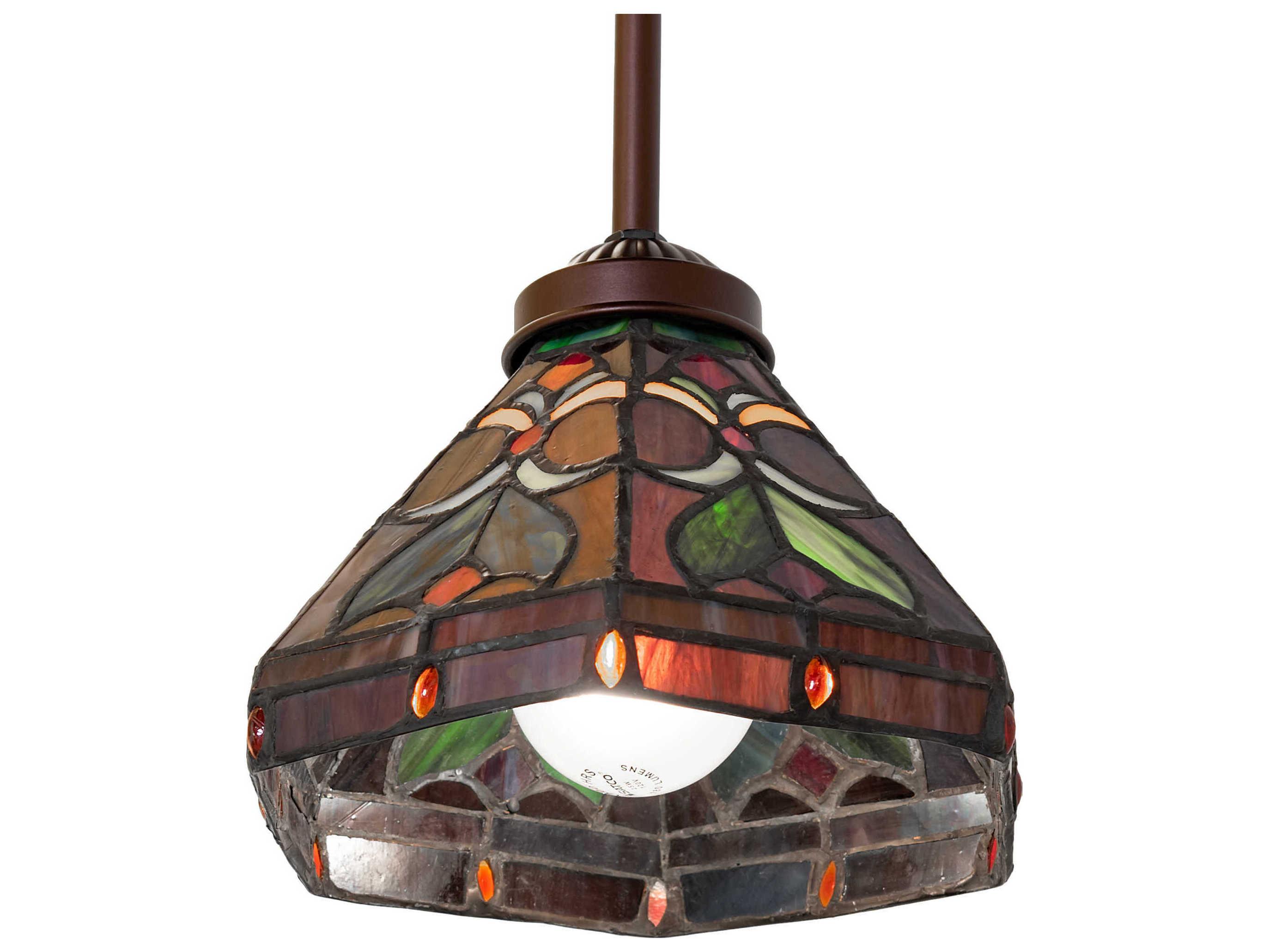 Meyda Middleton 1-Light Mahogany Bronze Glass Tiffany Mini Pendant