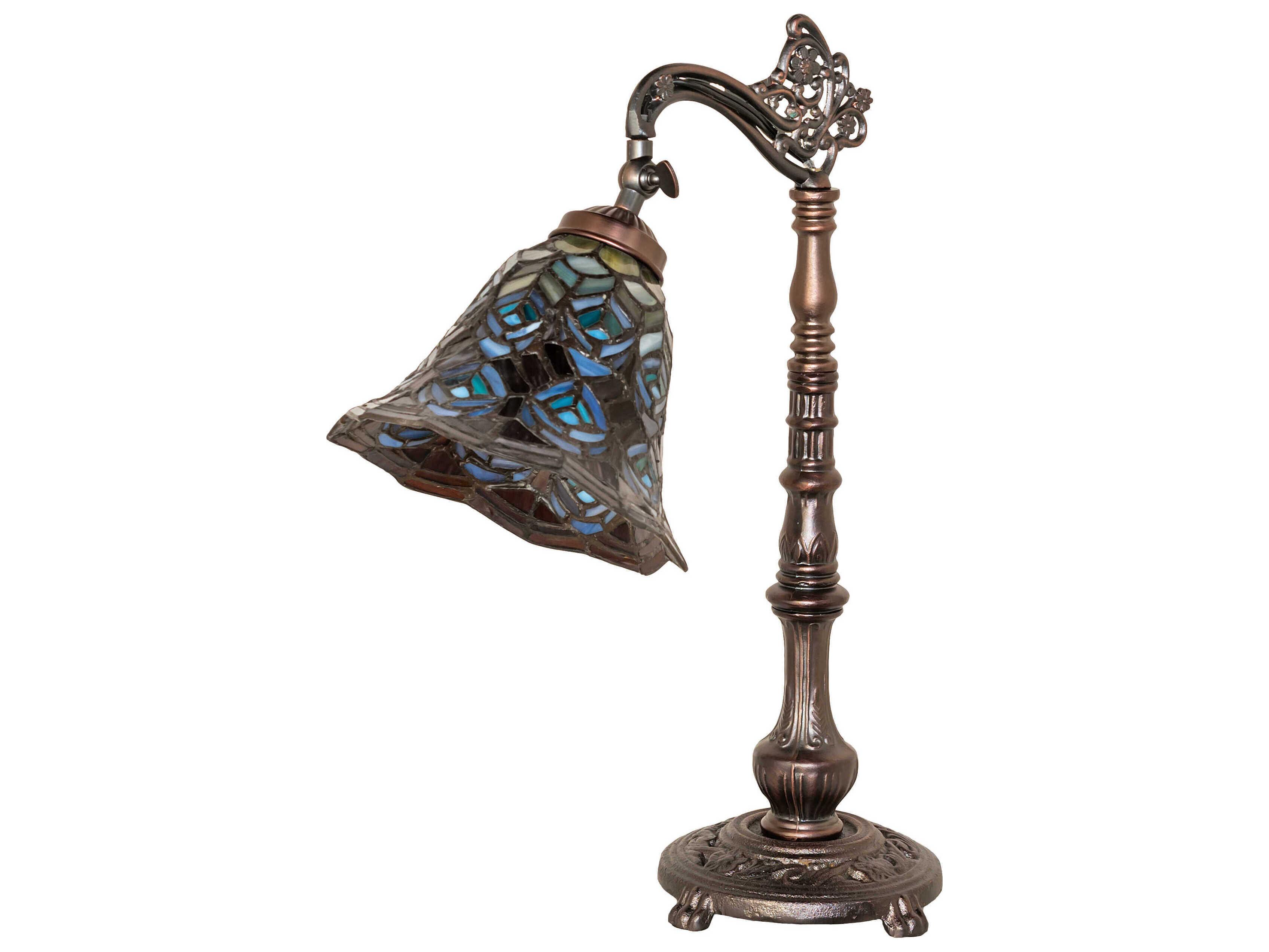 Meyda Tiffany Peacock Feather Mahogany Bronze Desk Lamp