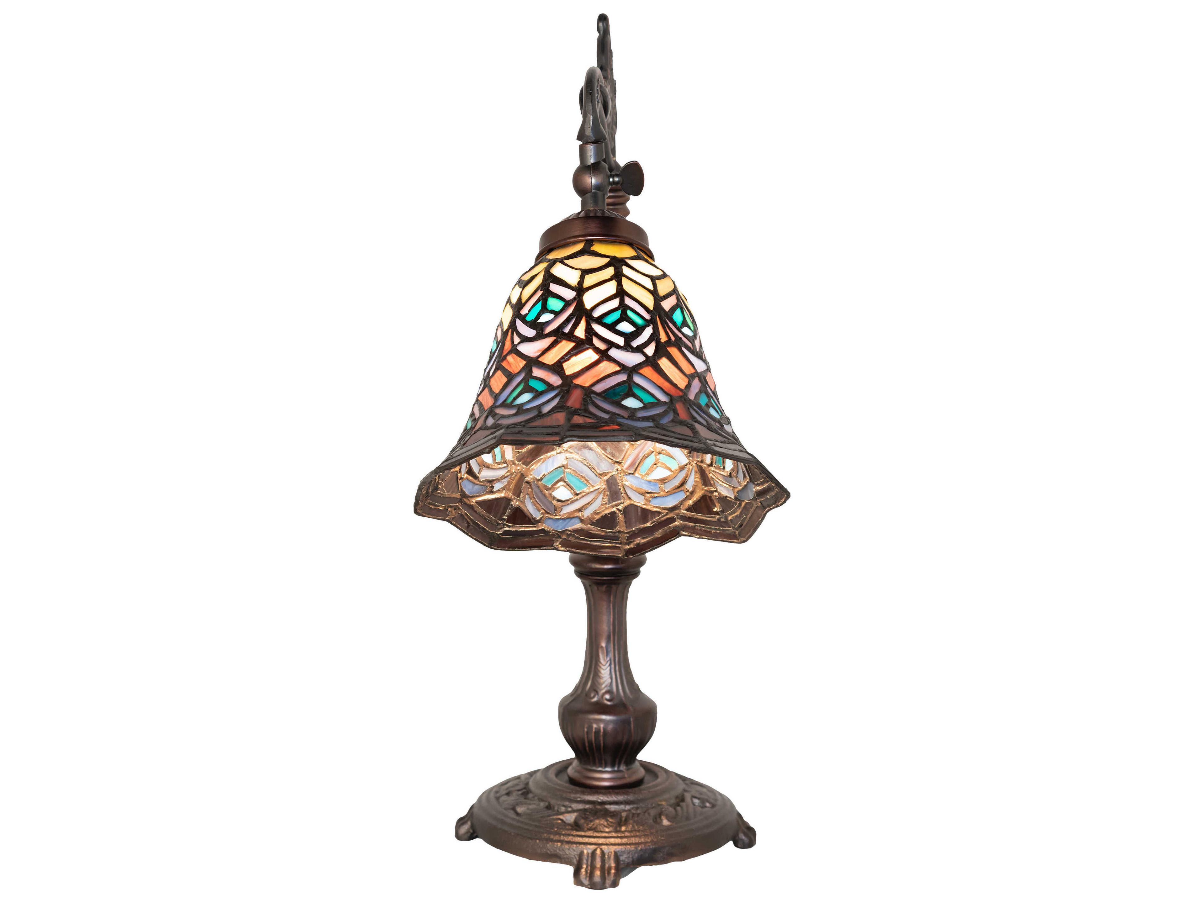 Meyda Tiffany Peacock Feather Mahogany Bronze Desk Lamp